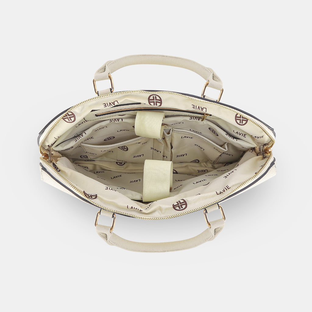 Lavie Luxe Welsy 1 compartment Off White Large Women's Laptop Handbag
