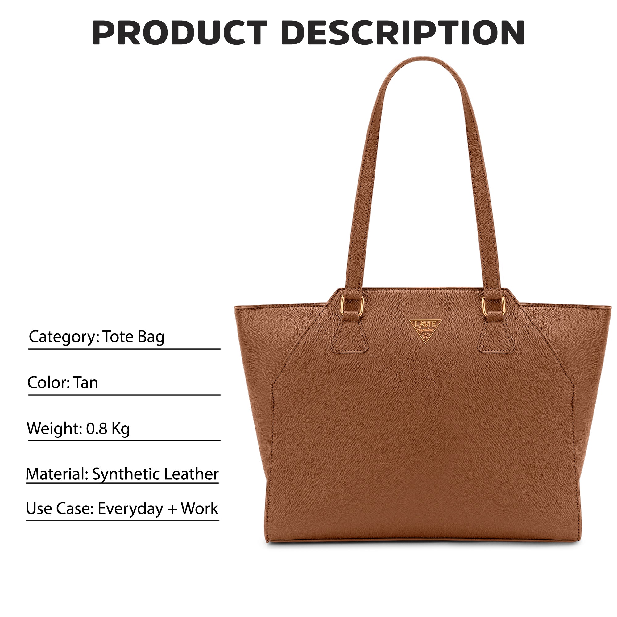 Lavie Signature Alaska Pro Large Tan Womens Tote