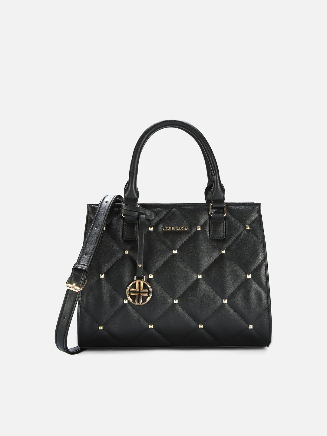 Stud Shelly Medium Black Handbag