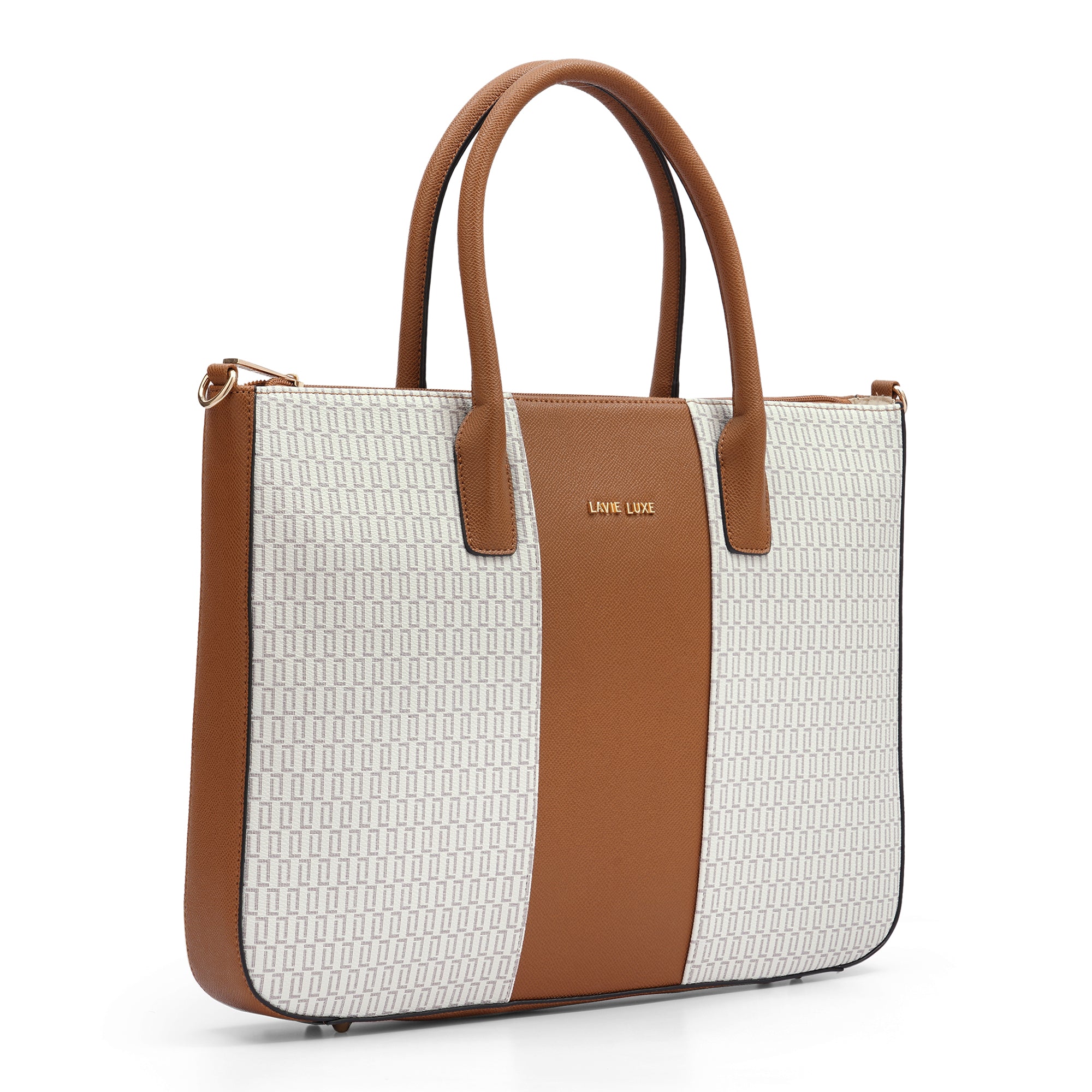 Lavie Luxe Mono Raily Pro Off White Large Women's Handbag