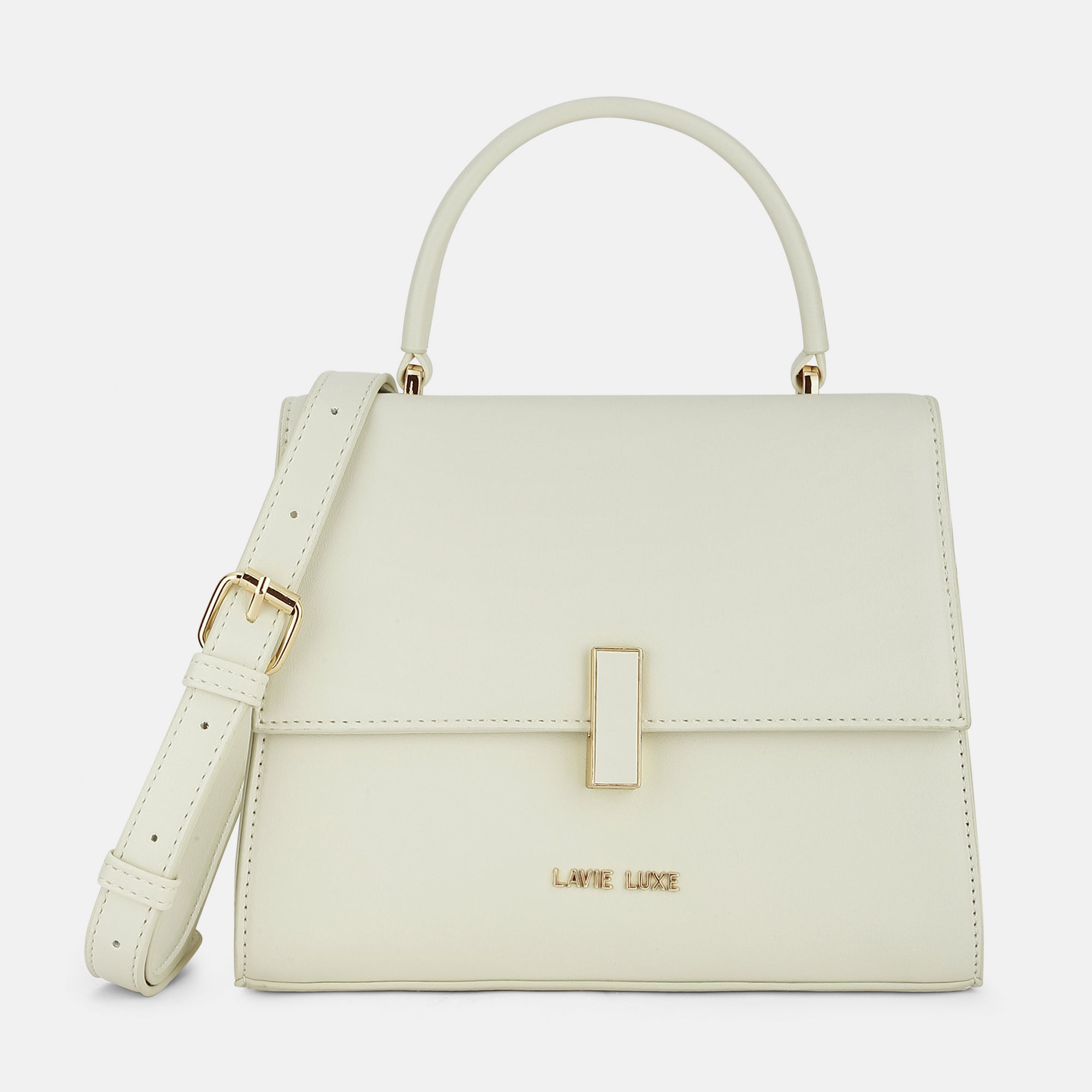 Lavie Luxe Merci Off White Small Women's Flap Satchel