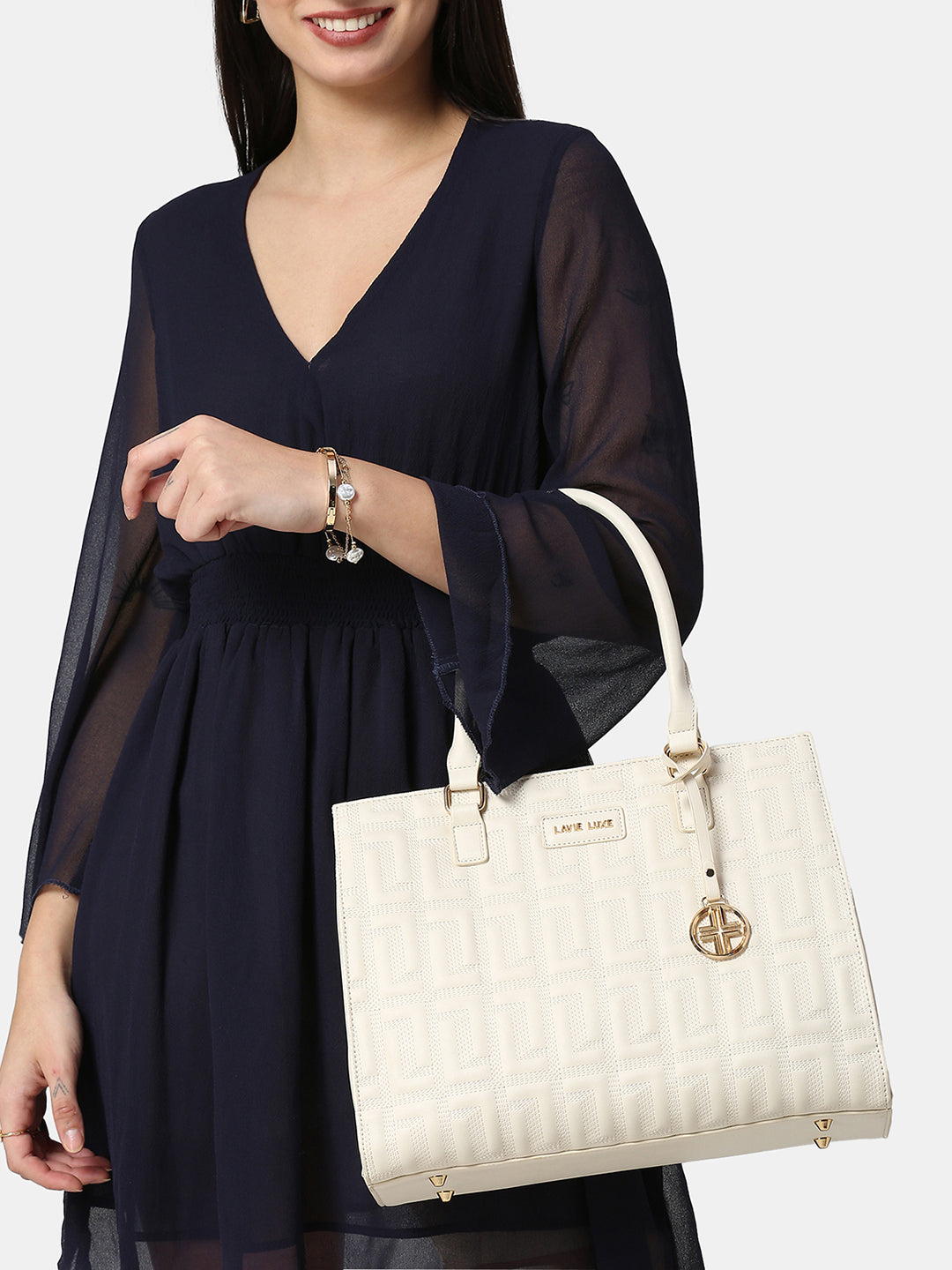 Lavie Luxe Jelly Off White Large Women's Satchel