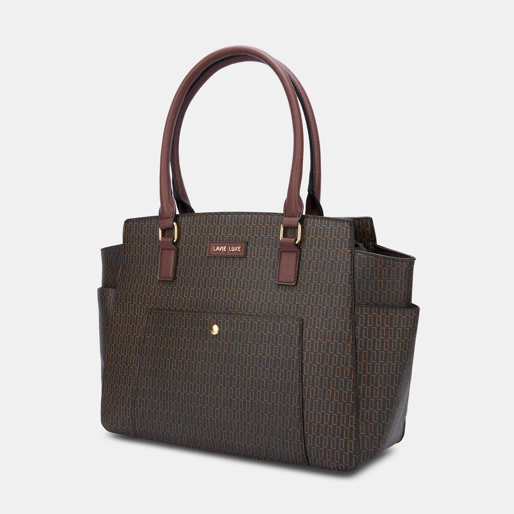 Lavie Luxe Mono Kelly Choco Large Women's Tote