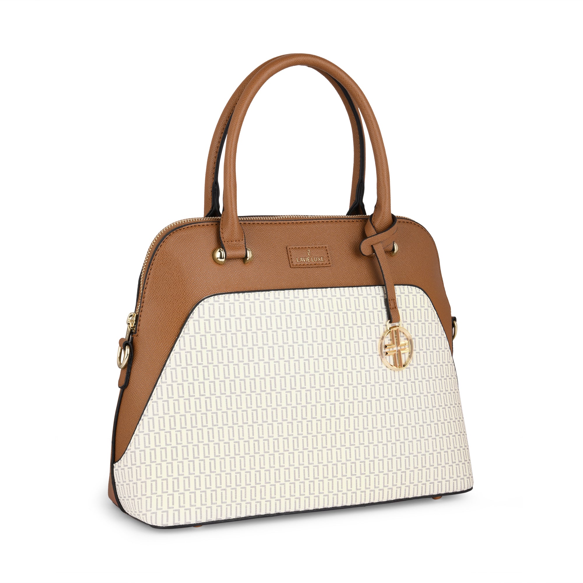 Lavie Luxe Monogram Valle Off White Medium Women's Satchel