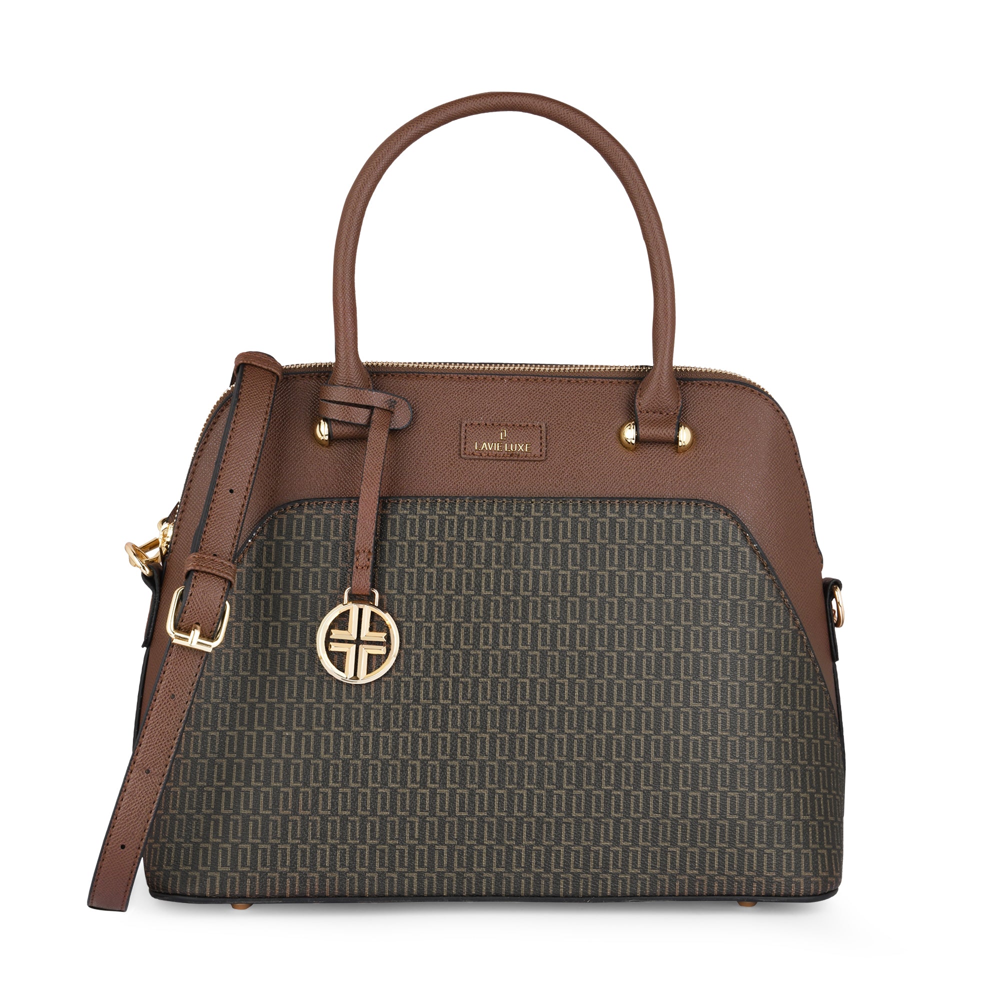 Lavie Luxe Monogram Valle Choco Medium Women's Satchel
