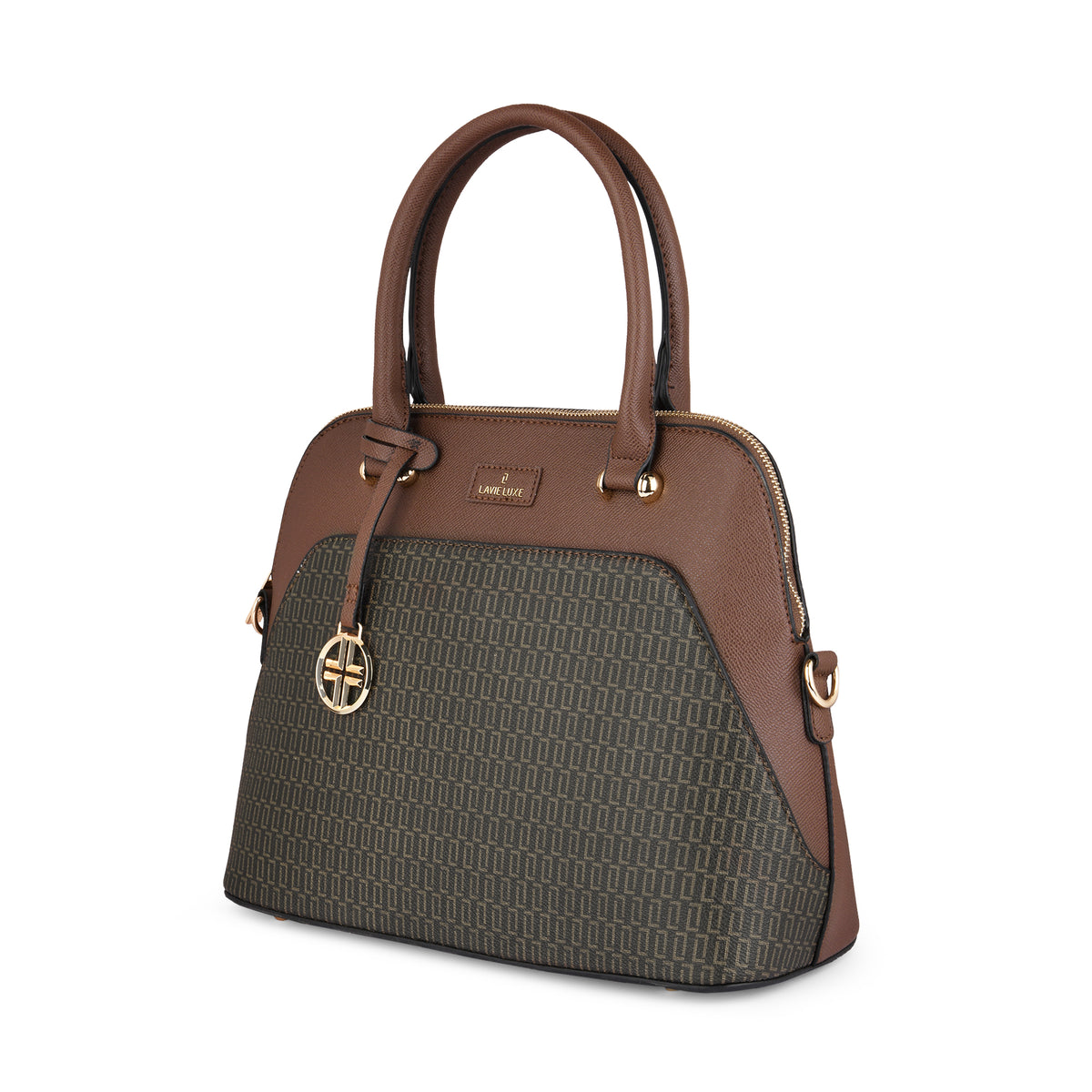 Lavie Luxe Monogram Valle Choco Medium Women's Satchel