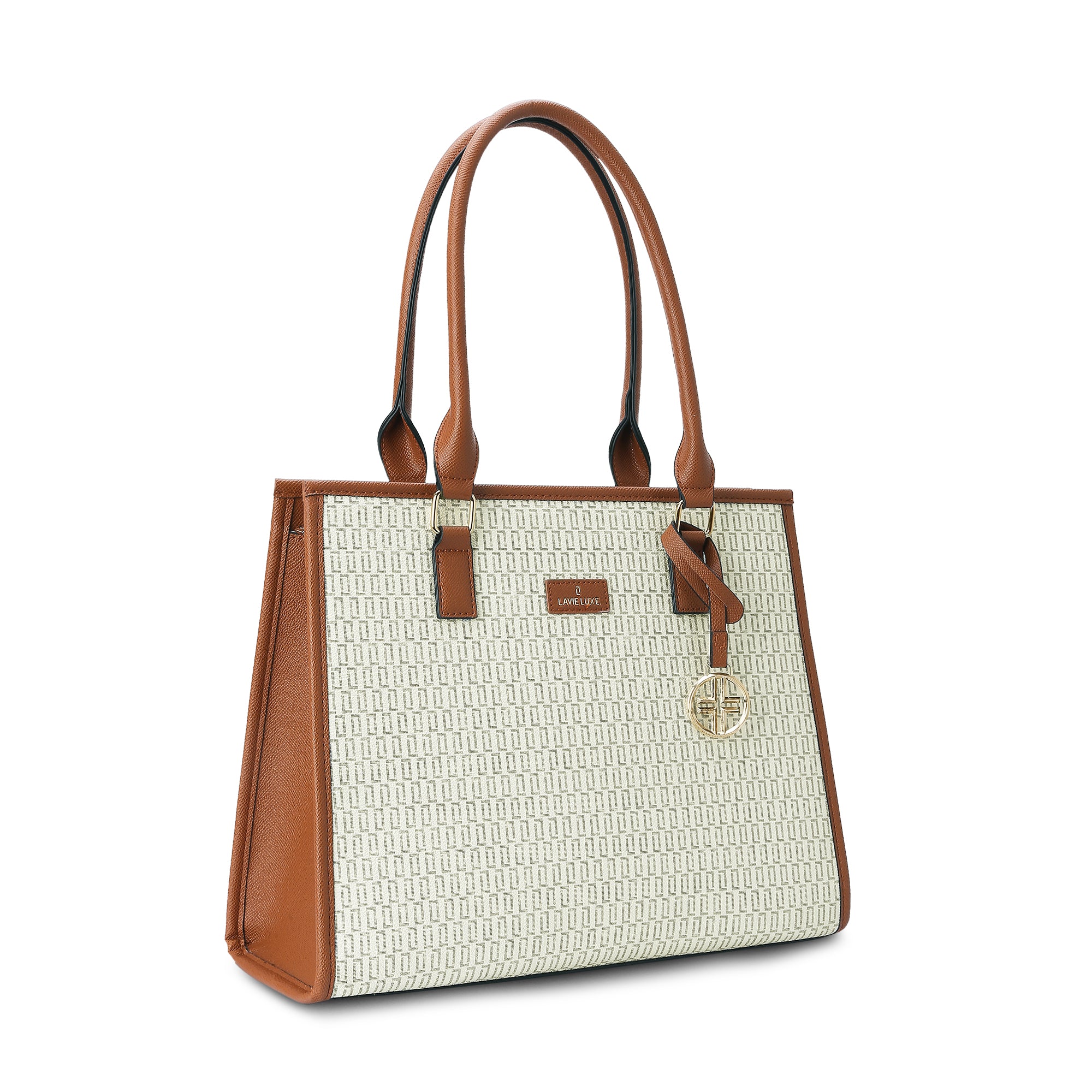 Lavie Luxe Monogram Quad Off White Large Women's Satchel