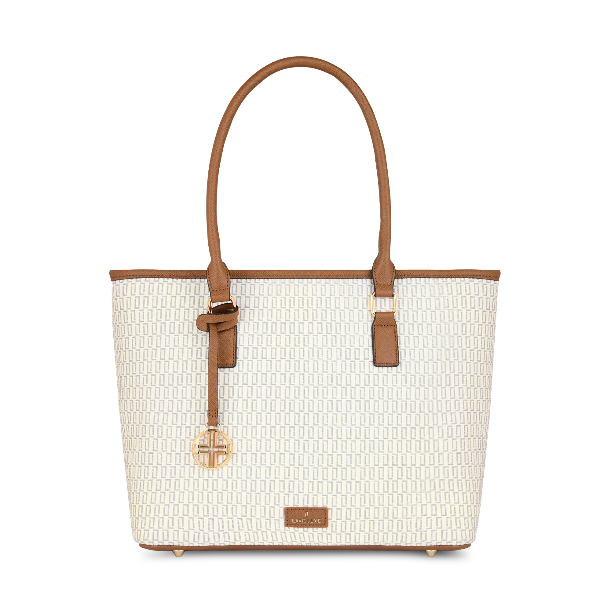 Lavie Luxe Monogram Sherry Pro Off White Large Women's Tote