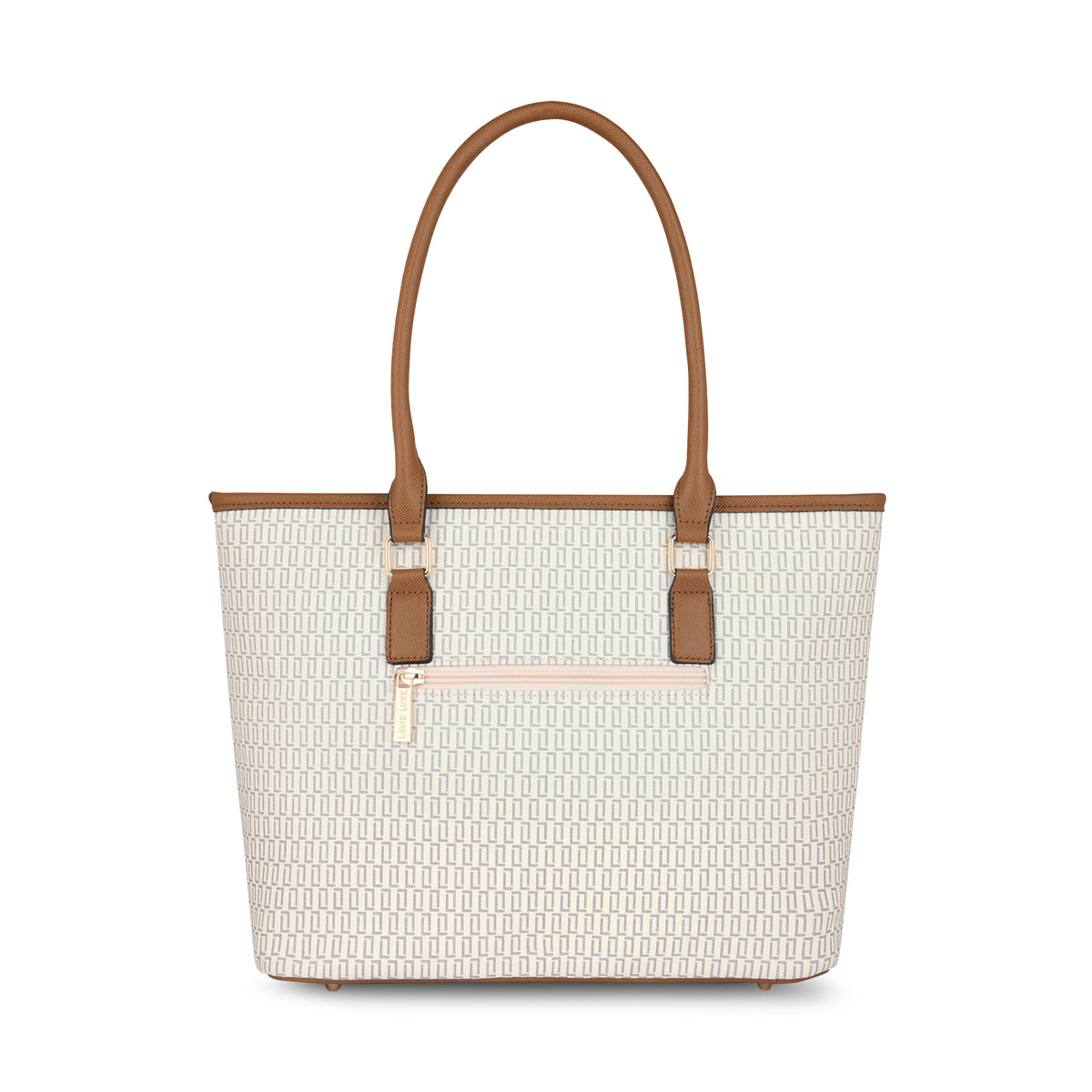 Lavie Luxe Monogram Sherry Pro Off White Large Women's Tote