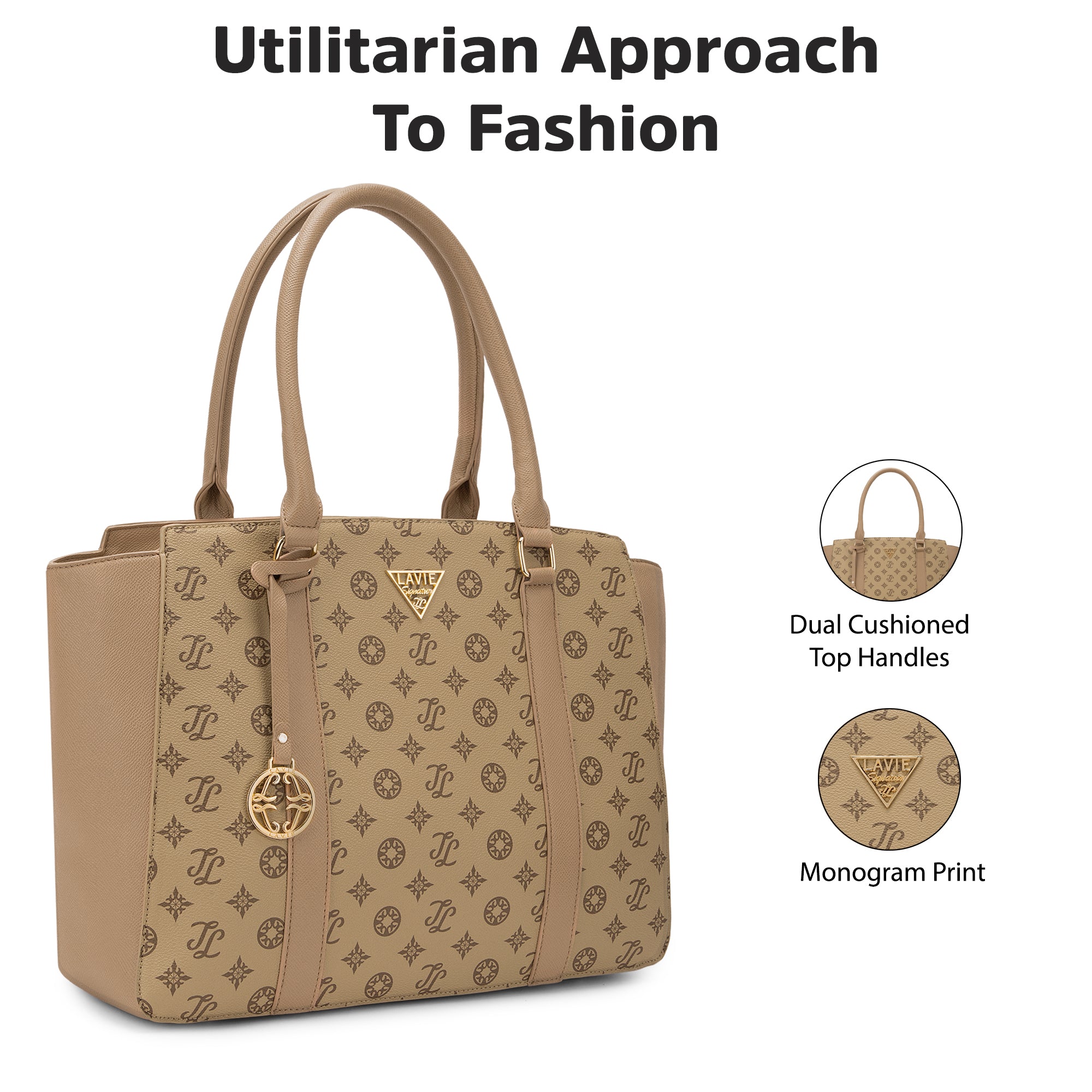 Lavie Signature Montana Large Taupe Womens Tote Bag