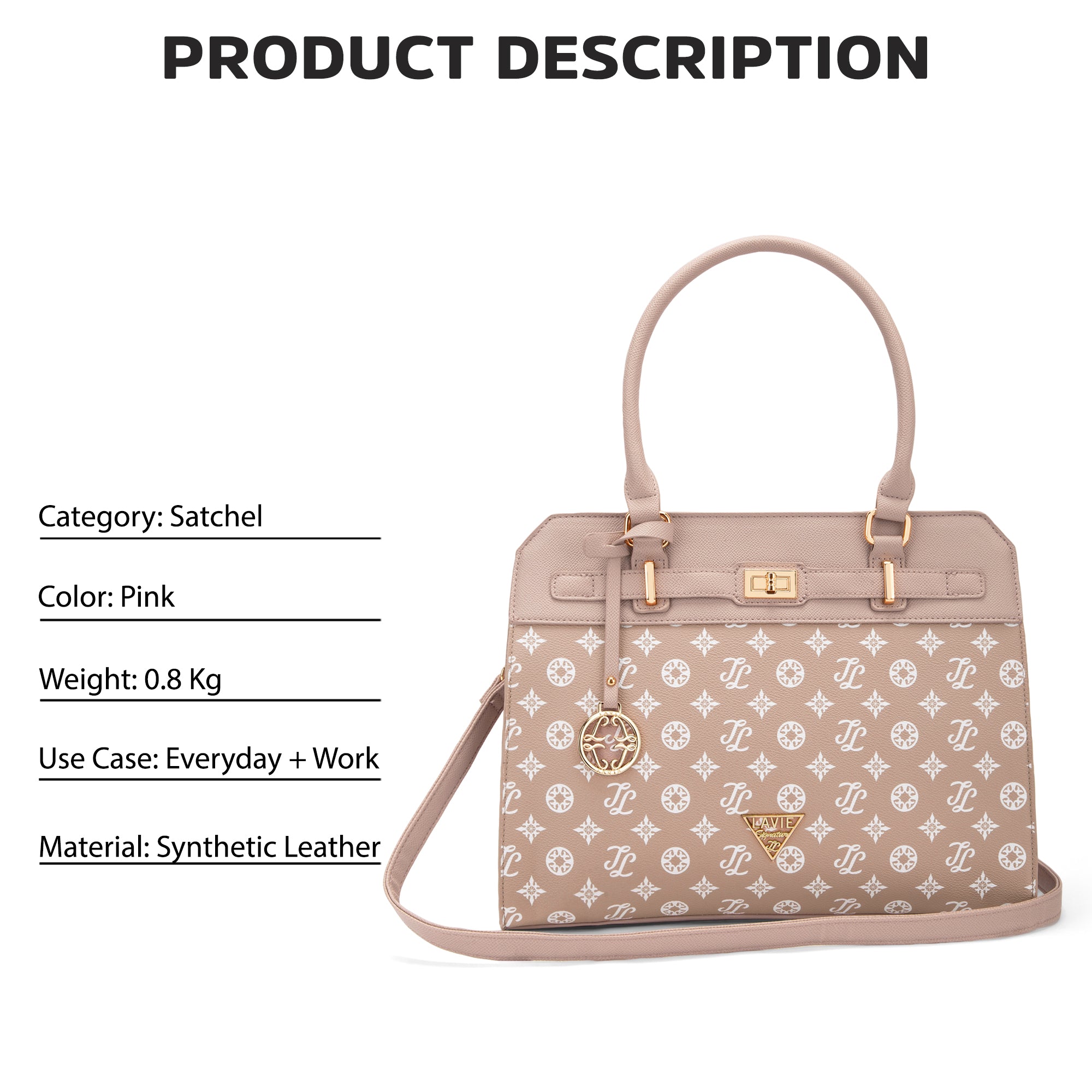 Lavie Signature Manhattan Medium Pink Womens Satchel