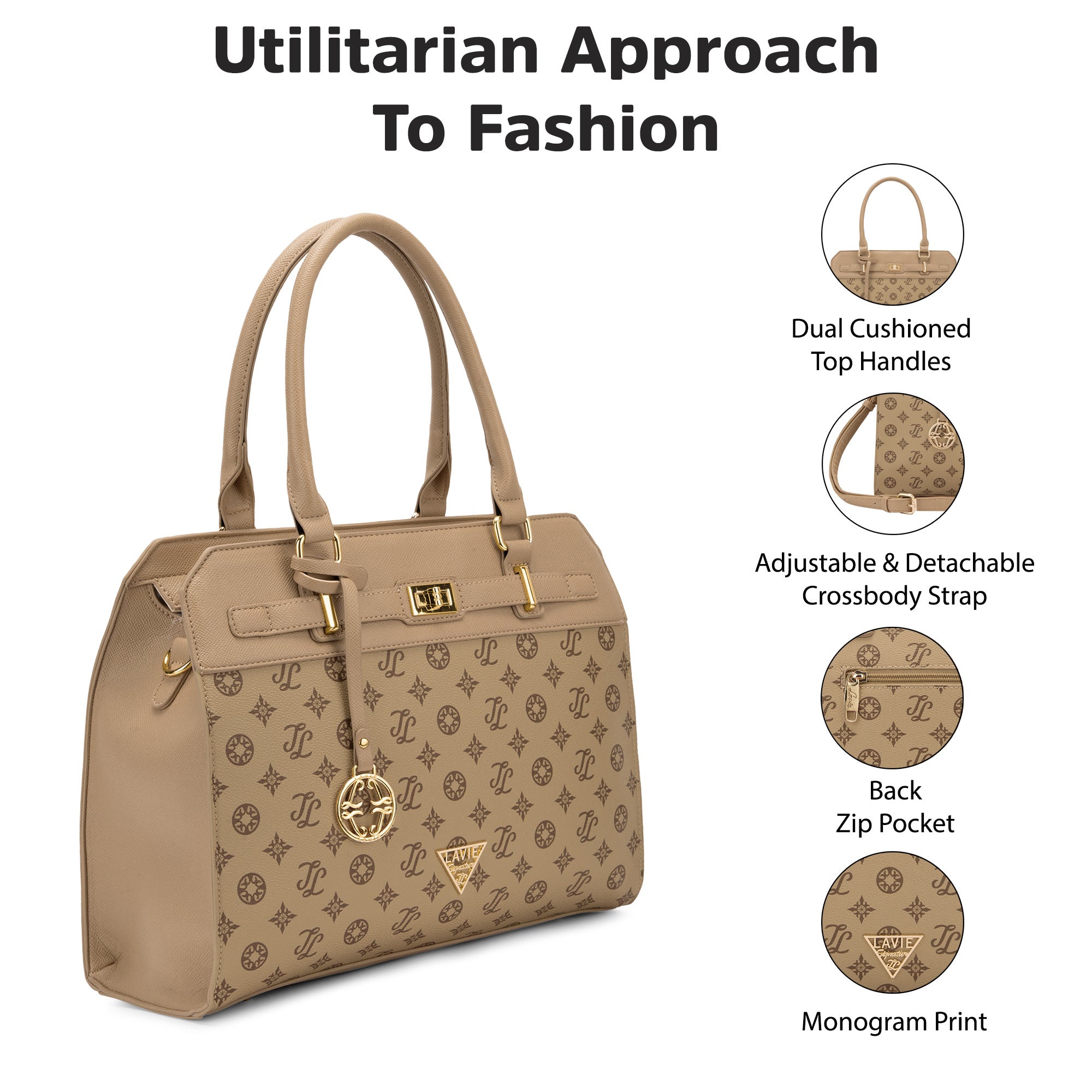 Lavie Signature Manhattan Medium Taupe Womens Satchel