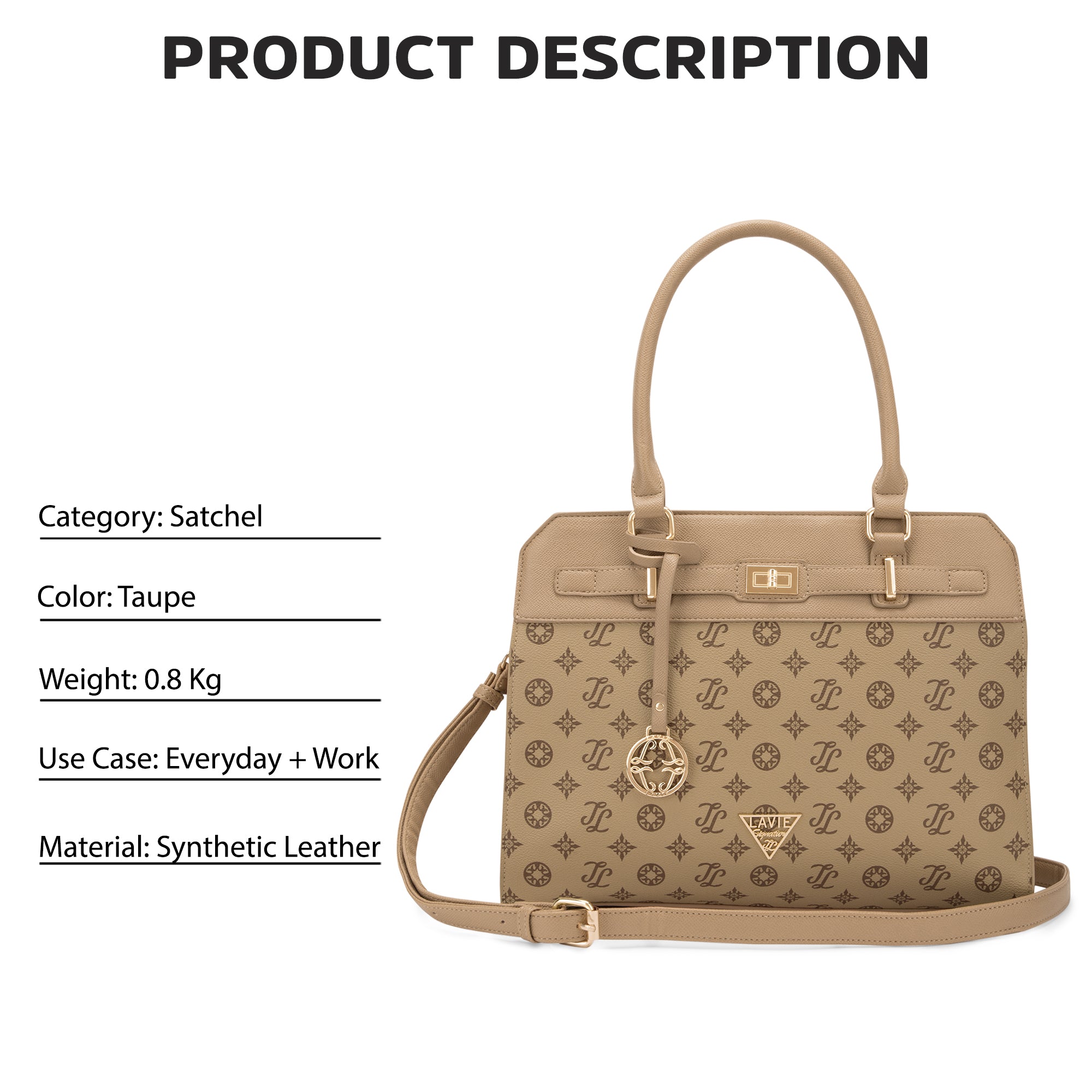Lavie Signature Manhattan Medium Taupe Womens Satchel