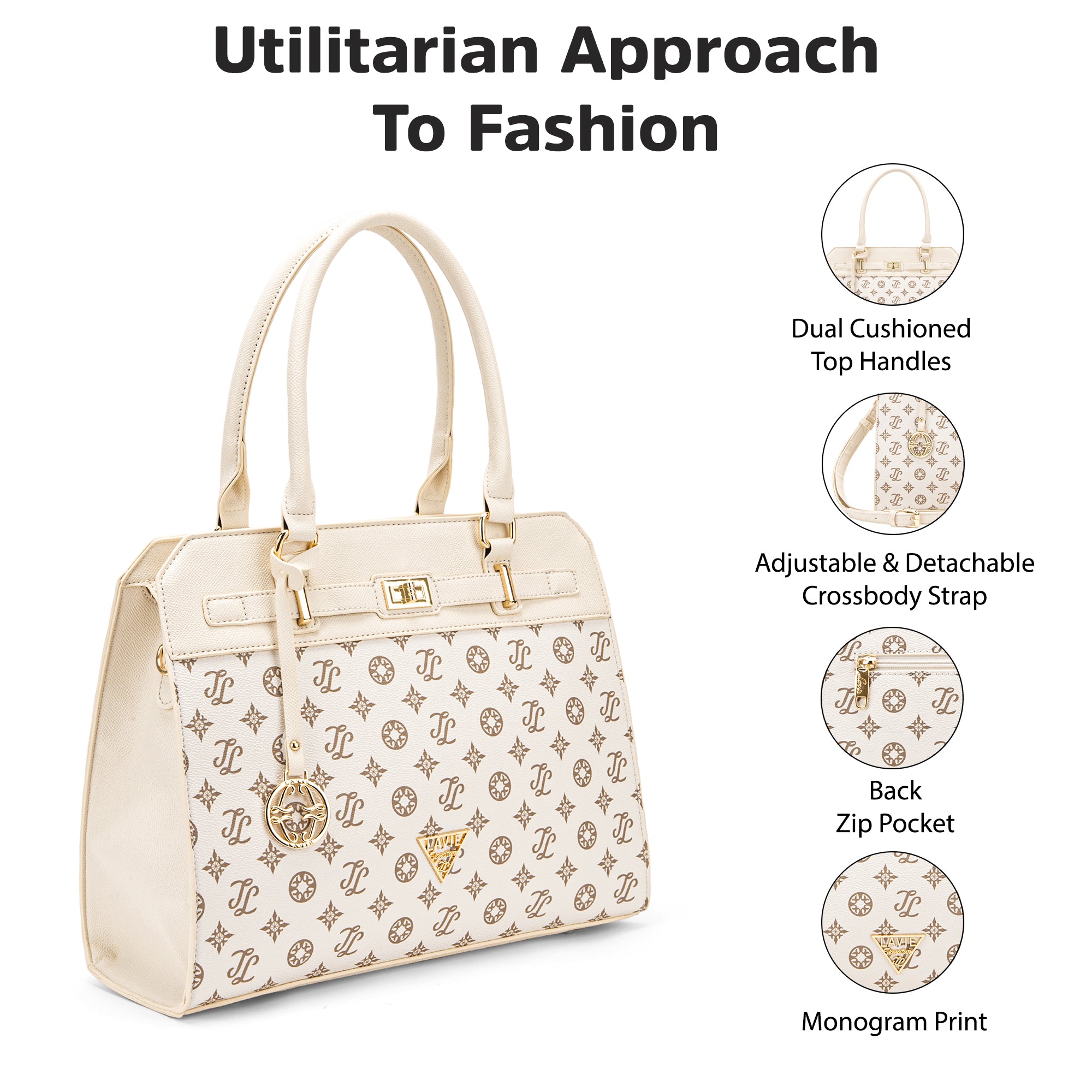 Lavie Signature Manhattan Medium Off White Womens Satchel
