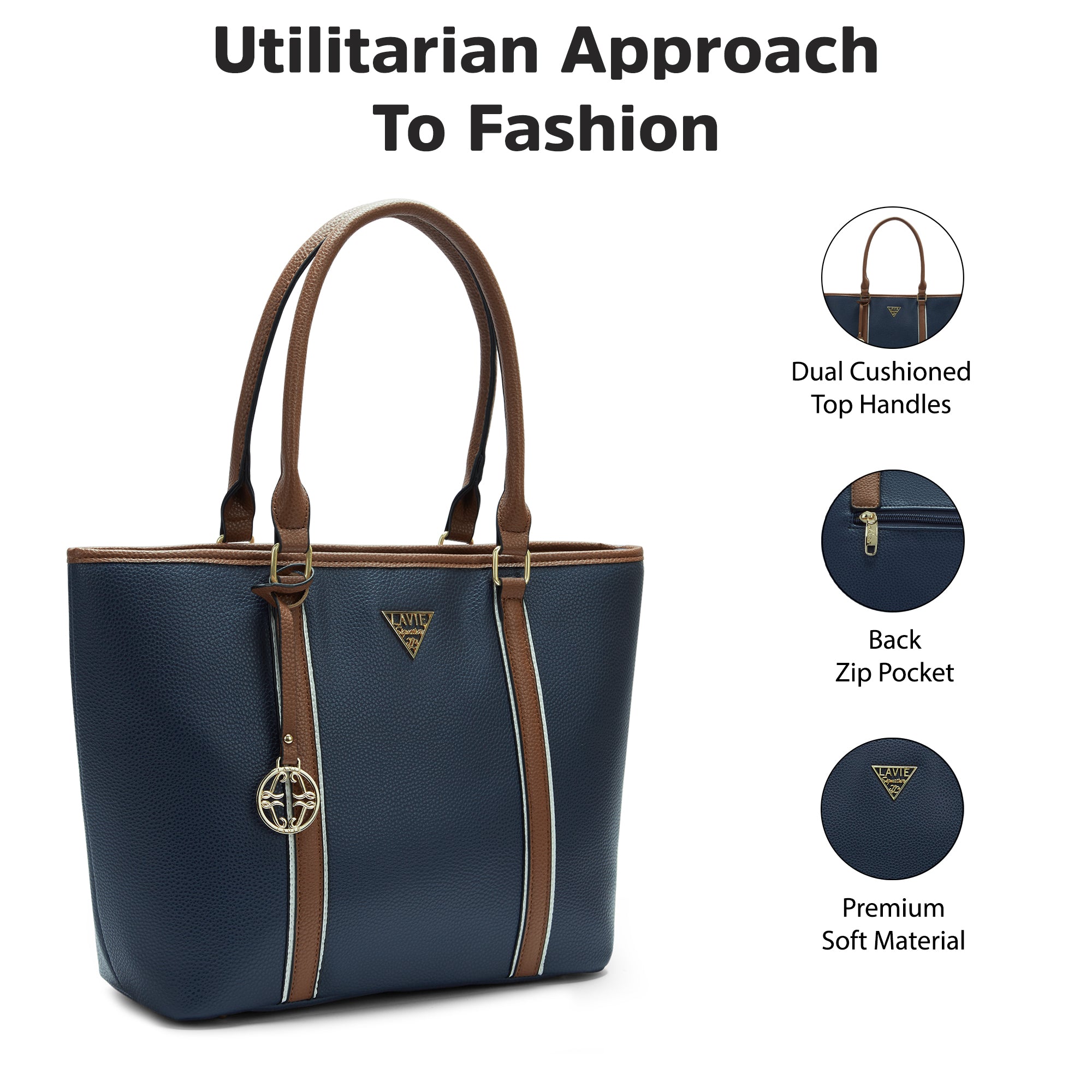 Lavie Signature Las Vegas Large Navy Womens Tote Bag