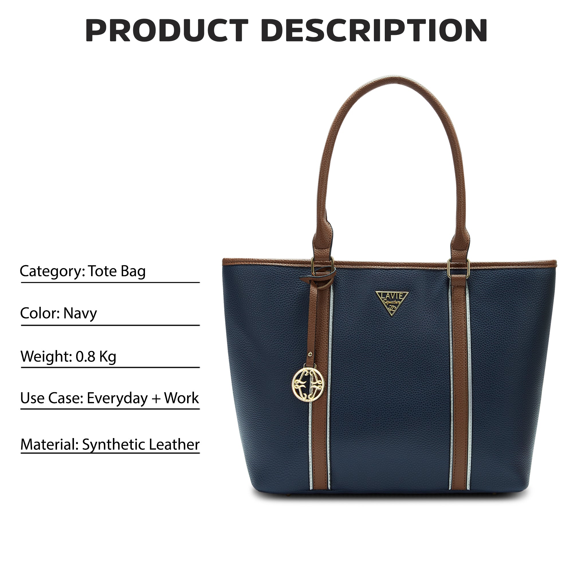 Lavie Signature Las Vegas Large Navy Womens Tote Bag