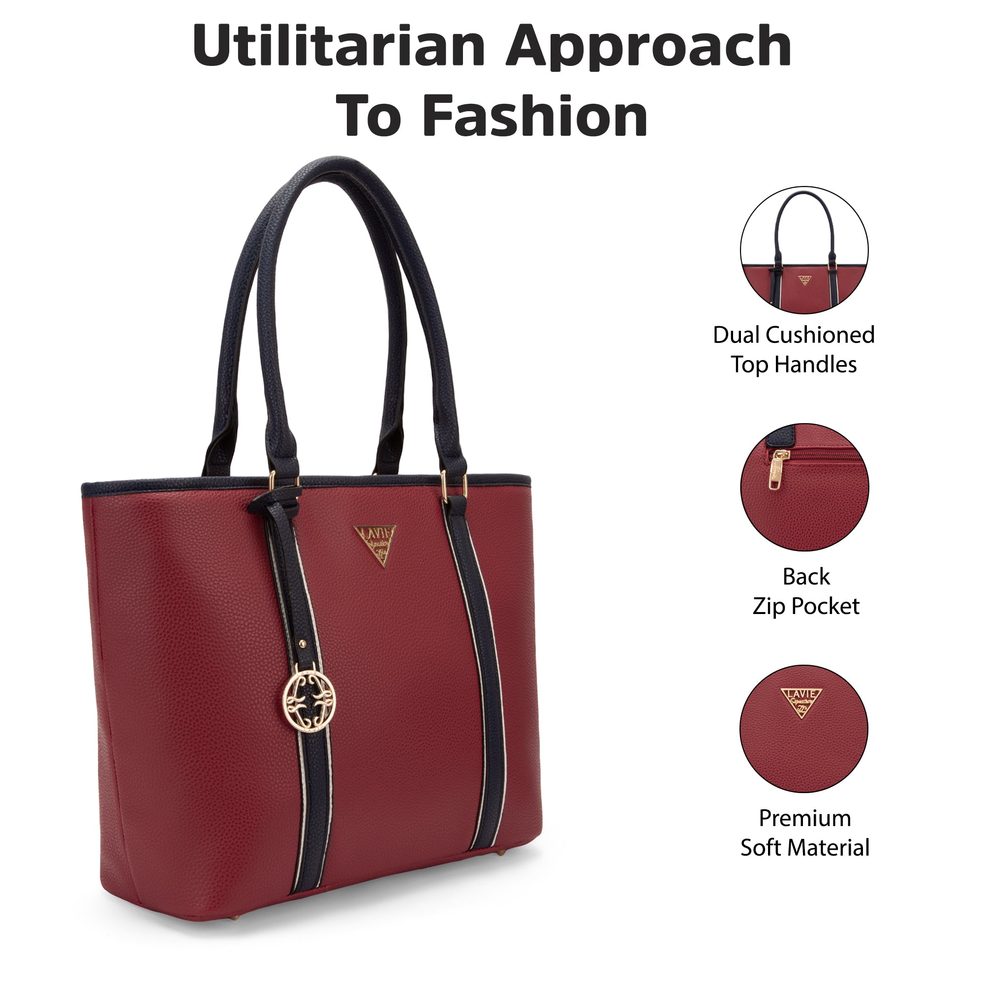 Lavie Signature Las Vegas Large Red Womens Tote Bag