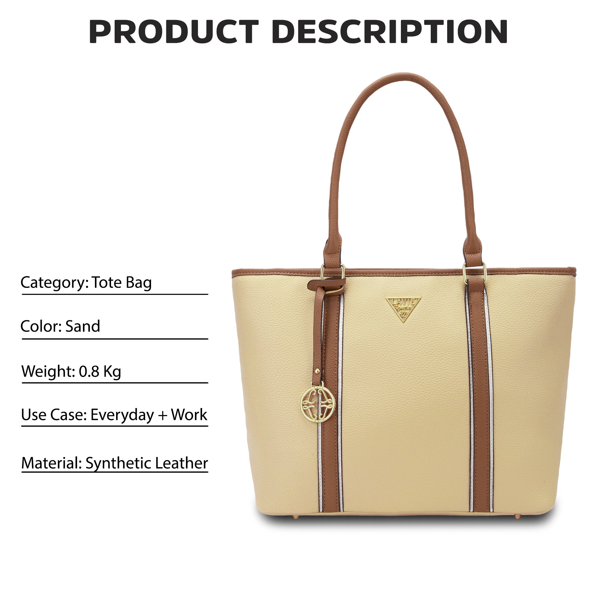 Lavie Signature Las Vegas Large Sand Womens Tote Bag