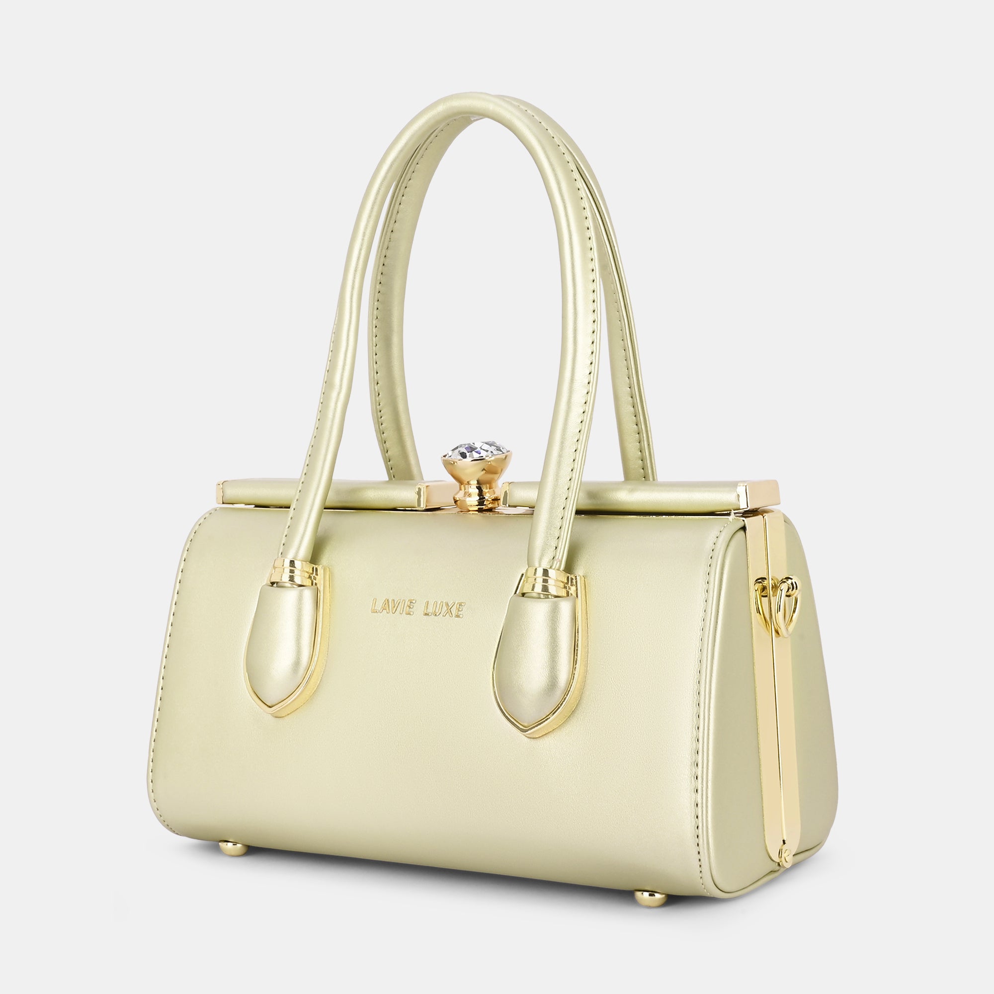 Lavie Luxe Dazzle Gold Small Women's Framed Bag