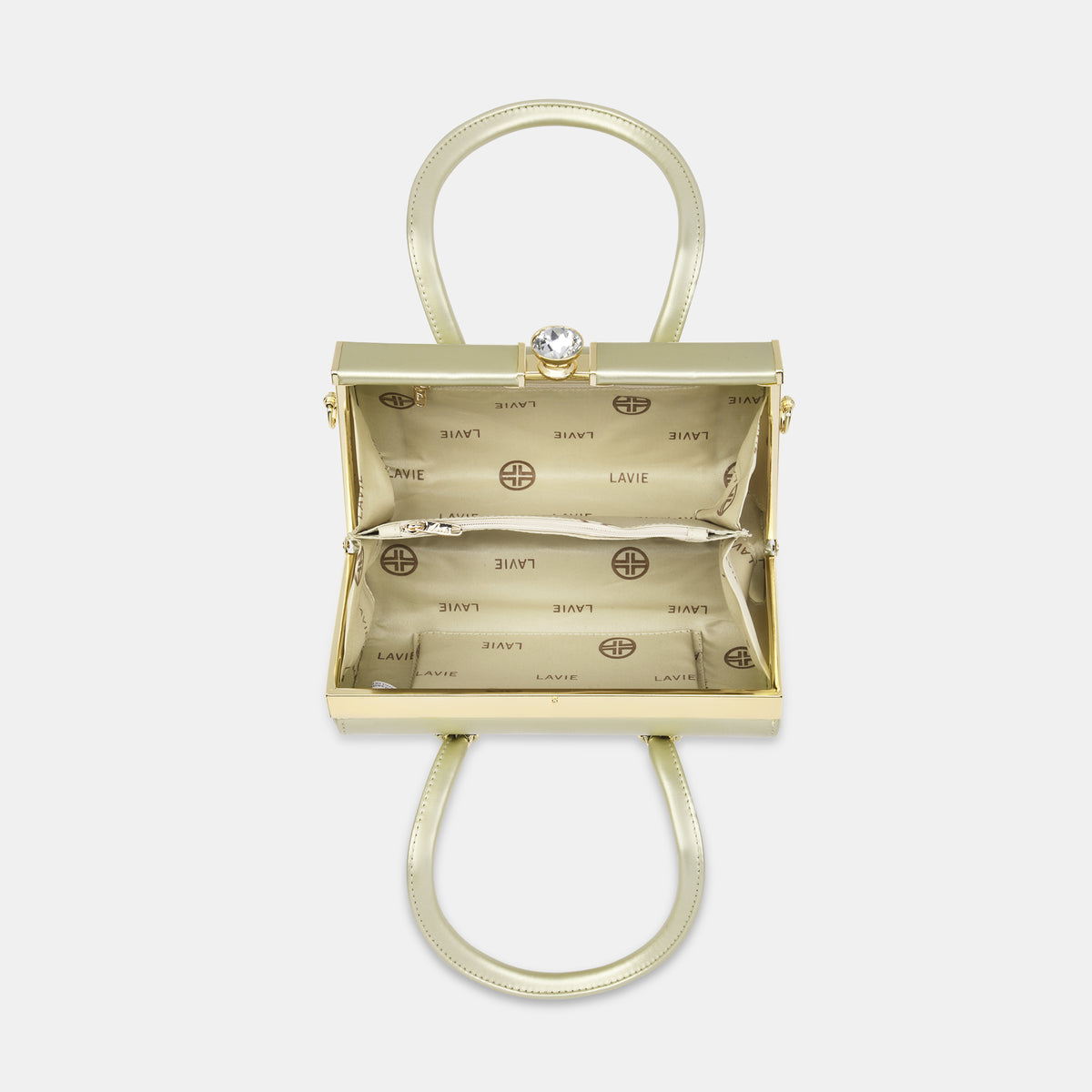 Lavie Luxe Dazzle Gold Small Women's Framed Bag
