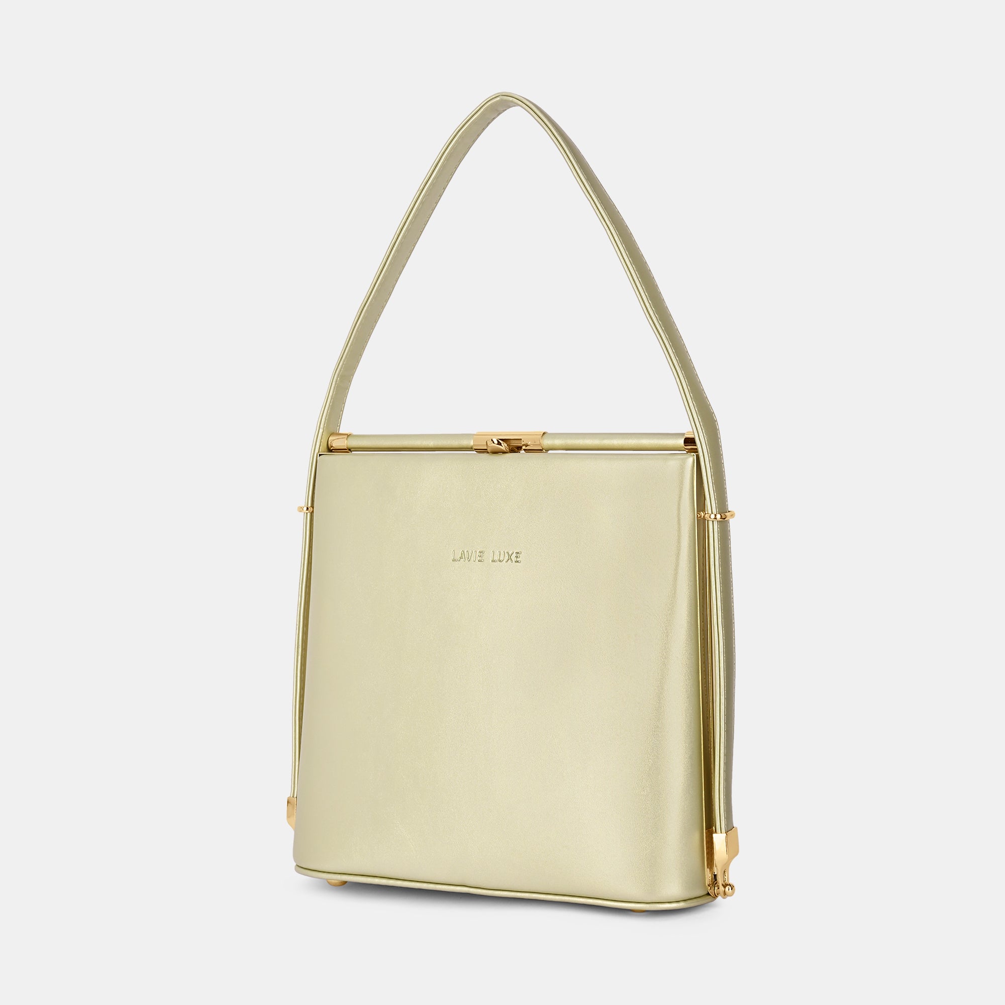 Lavie Luxe Glare Gold Medium Women's Framed Bag