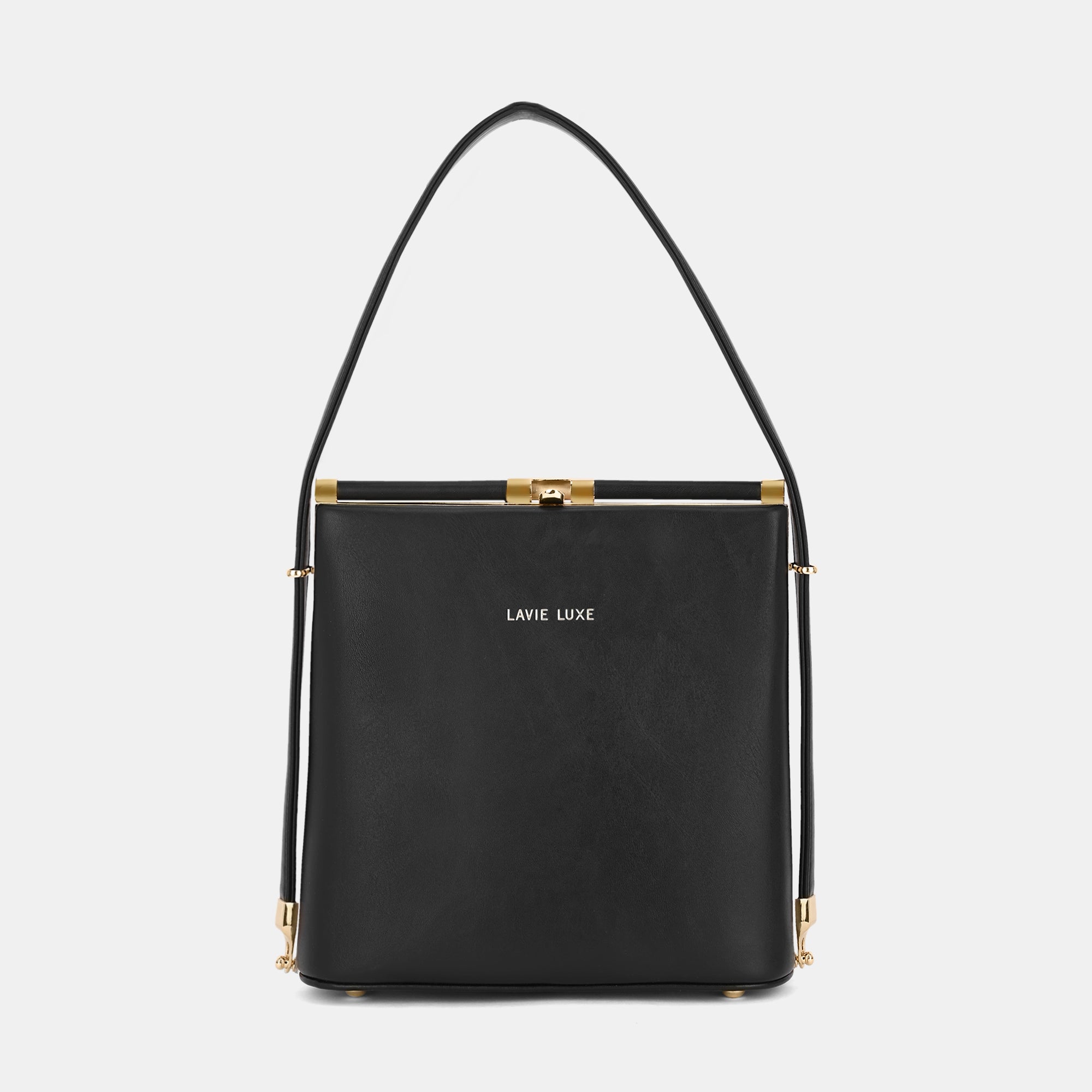 Lavie Luxe Glare Black Medium Women's Framed Bag