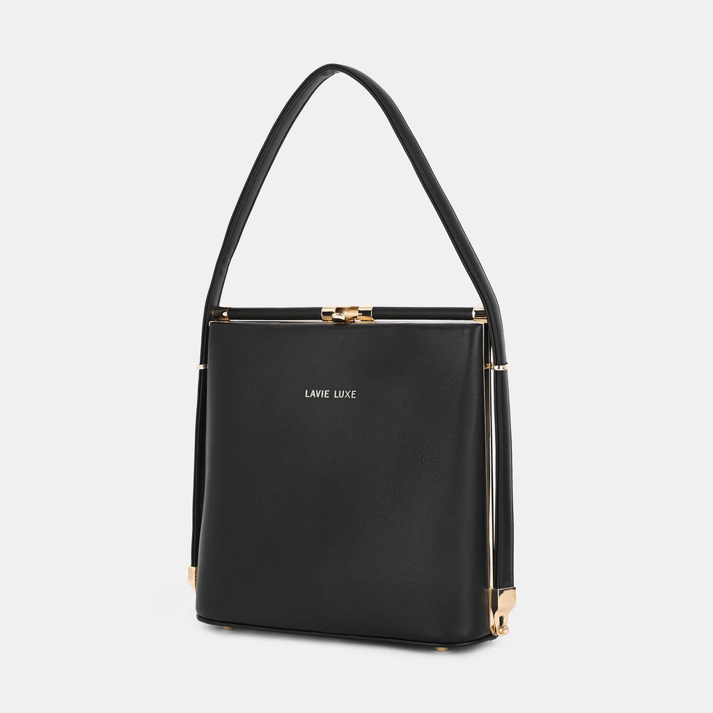 Lavie Luxe Glare Black Medium Women's Framed Bag
