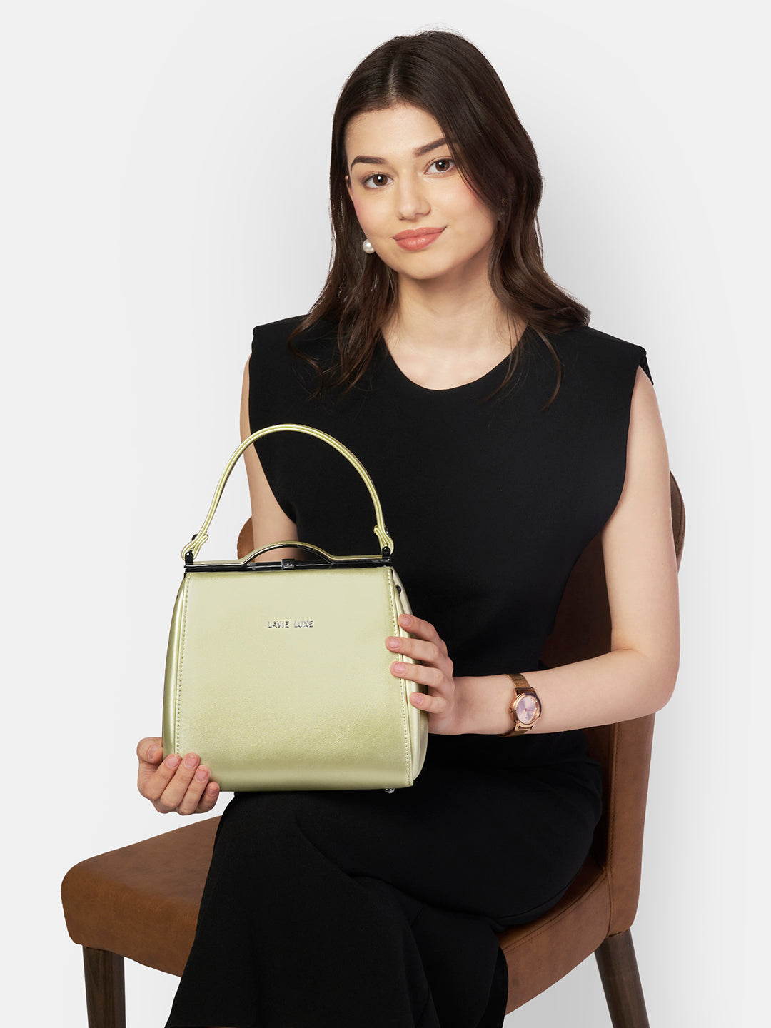 Lavie Luxe Fluff Frame Gold Medium Women's Framed Bag