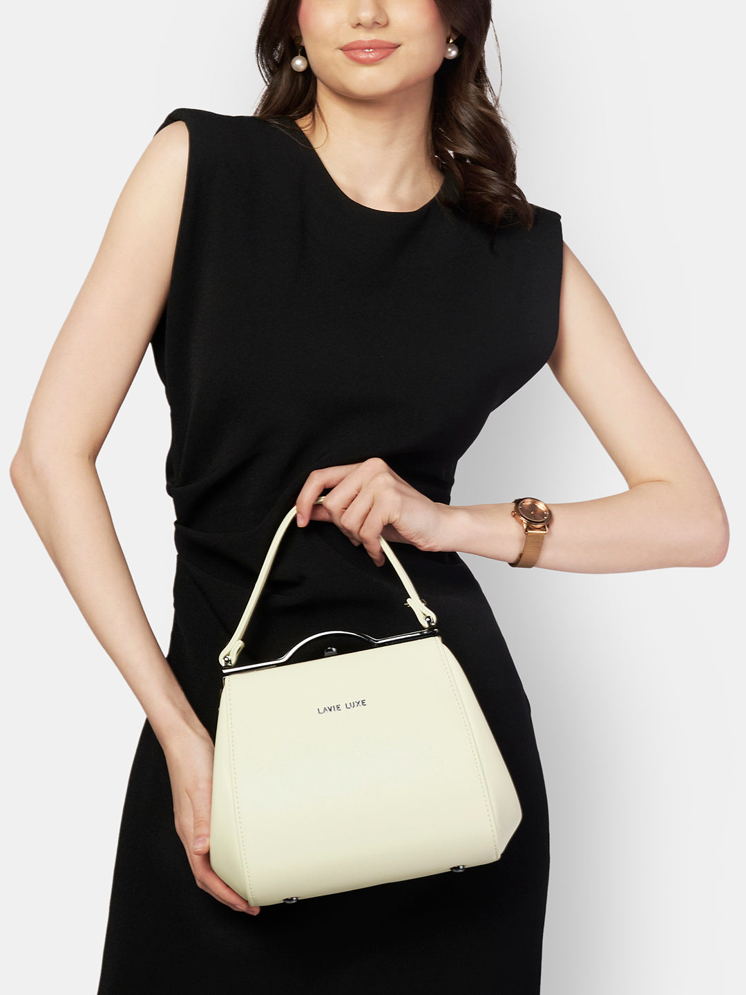 Lavie Luxe Fluff Frame Offwhite Medium Women's Framed Bag