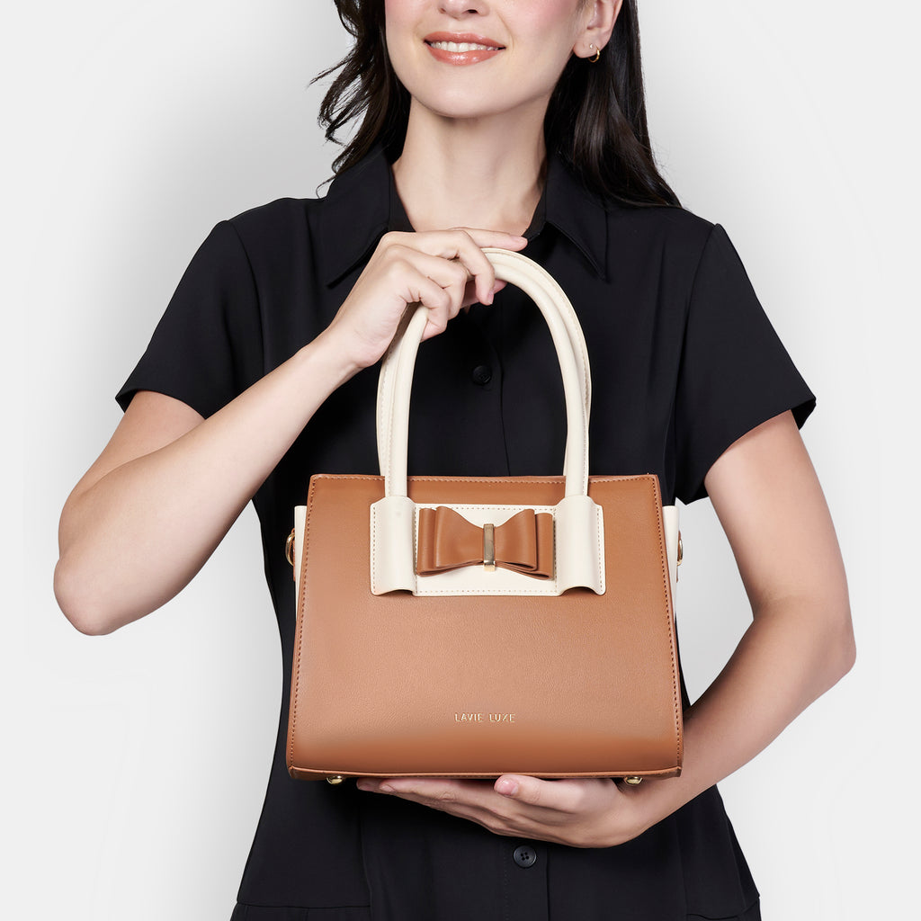 Lavie Luxe Knot Tan Medium Women's Satchel Bag