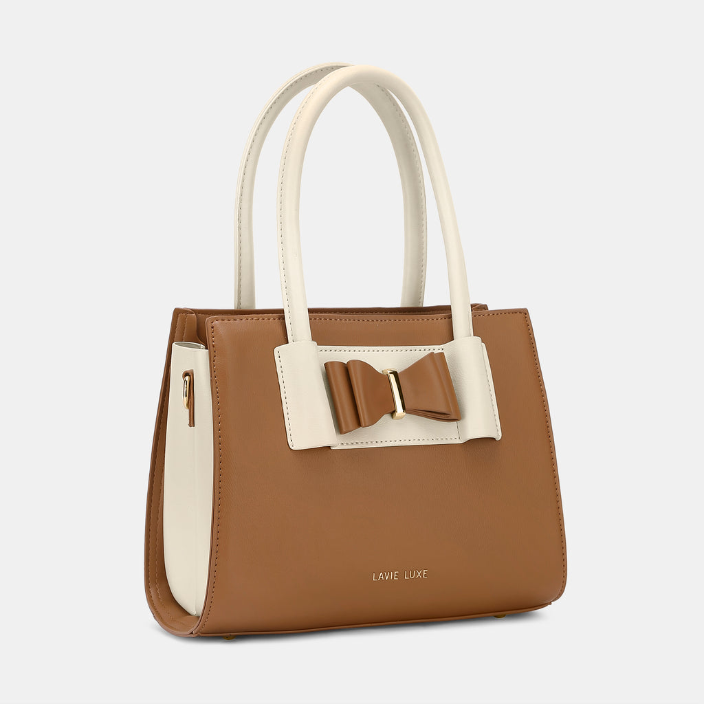 Lavie Luxe Knot Tan Medium Women's Satchel Bag