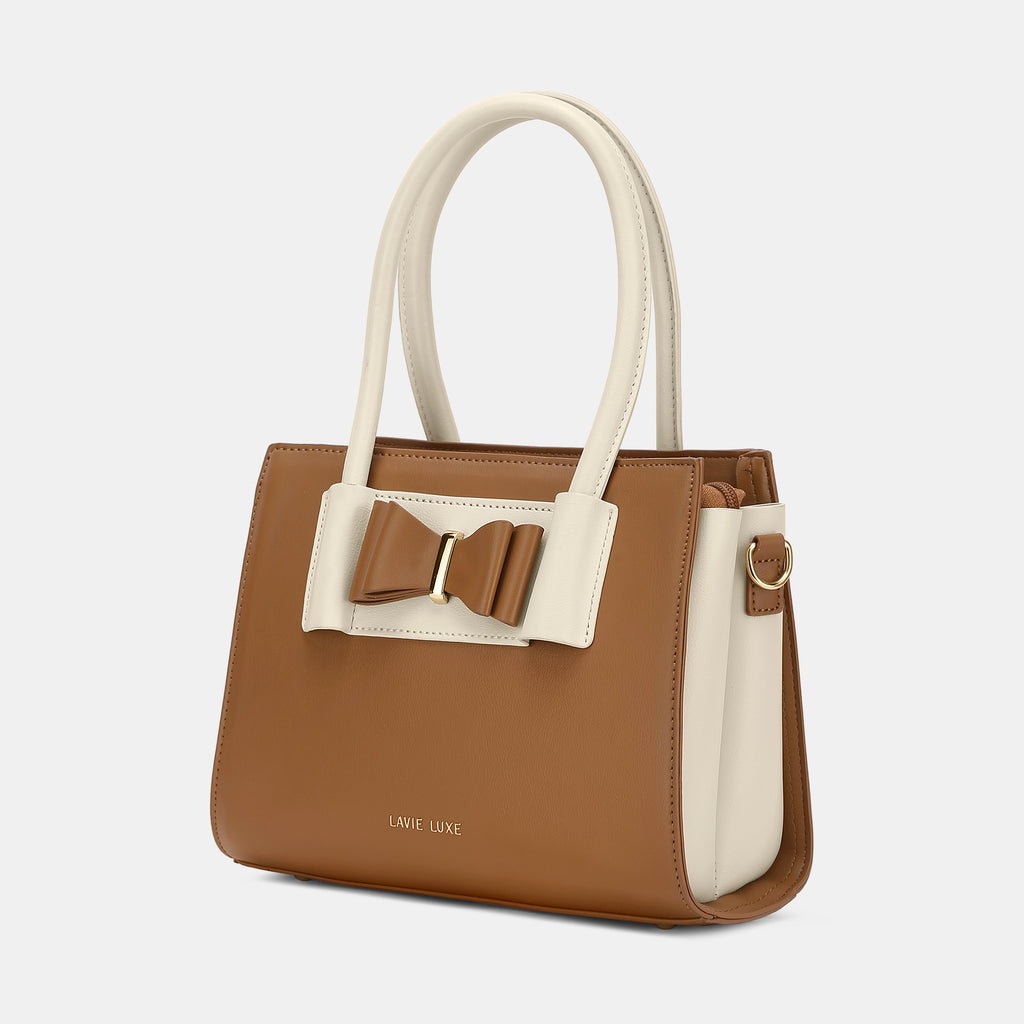 Lavie Luxe Knot Tan Medium Women's Satchel Bag