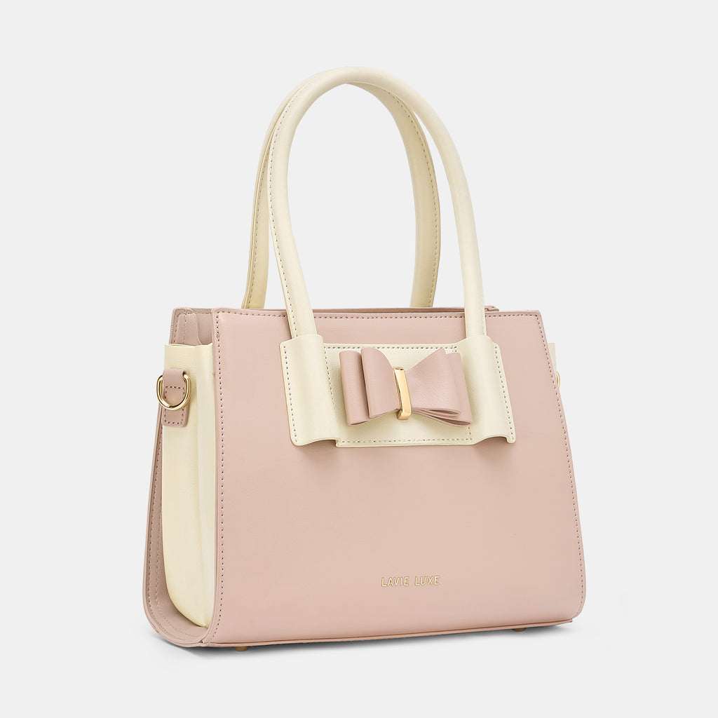Lavie Luxe Knot Light Pink Medium Women's Satchel Bag