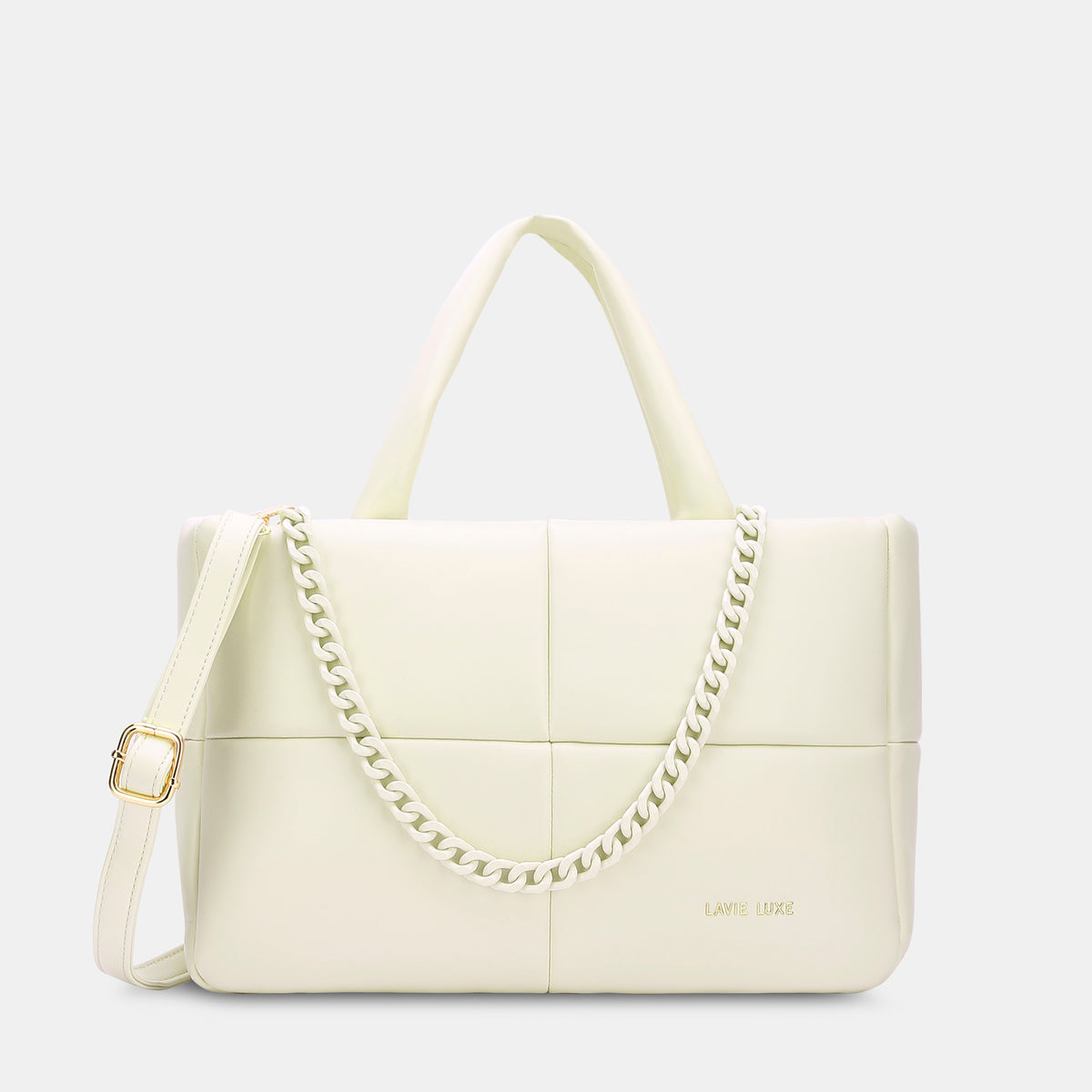 Lavie Luxe Puff Off White Small Women's Tote