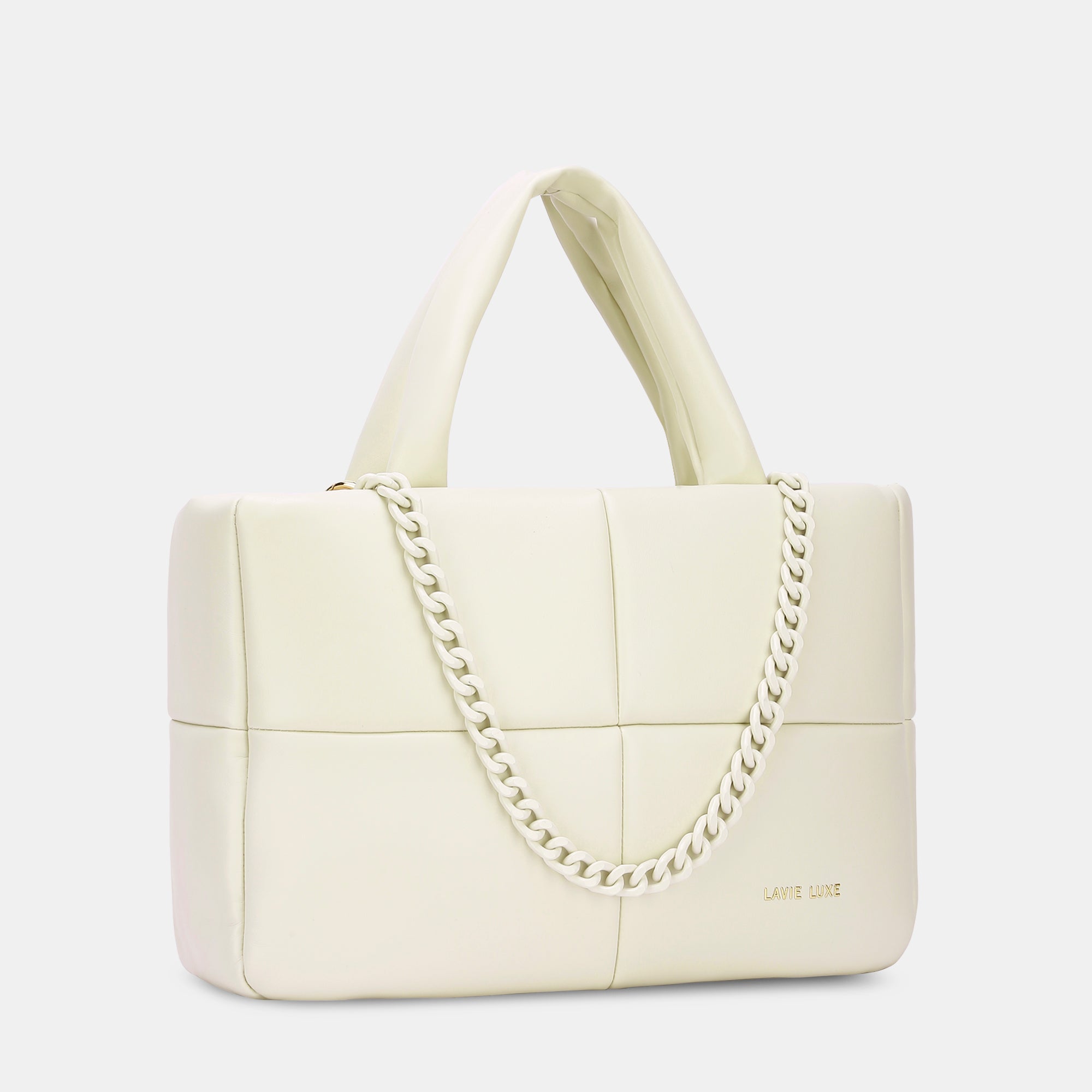 Lavie Luxe Puff Off White Small Women's Tote