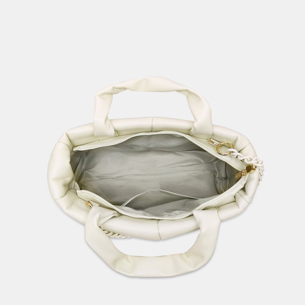 Lavie Luxe Puff Off White Small Women's Tote