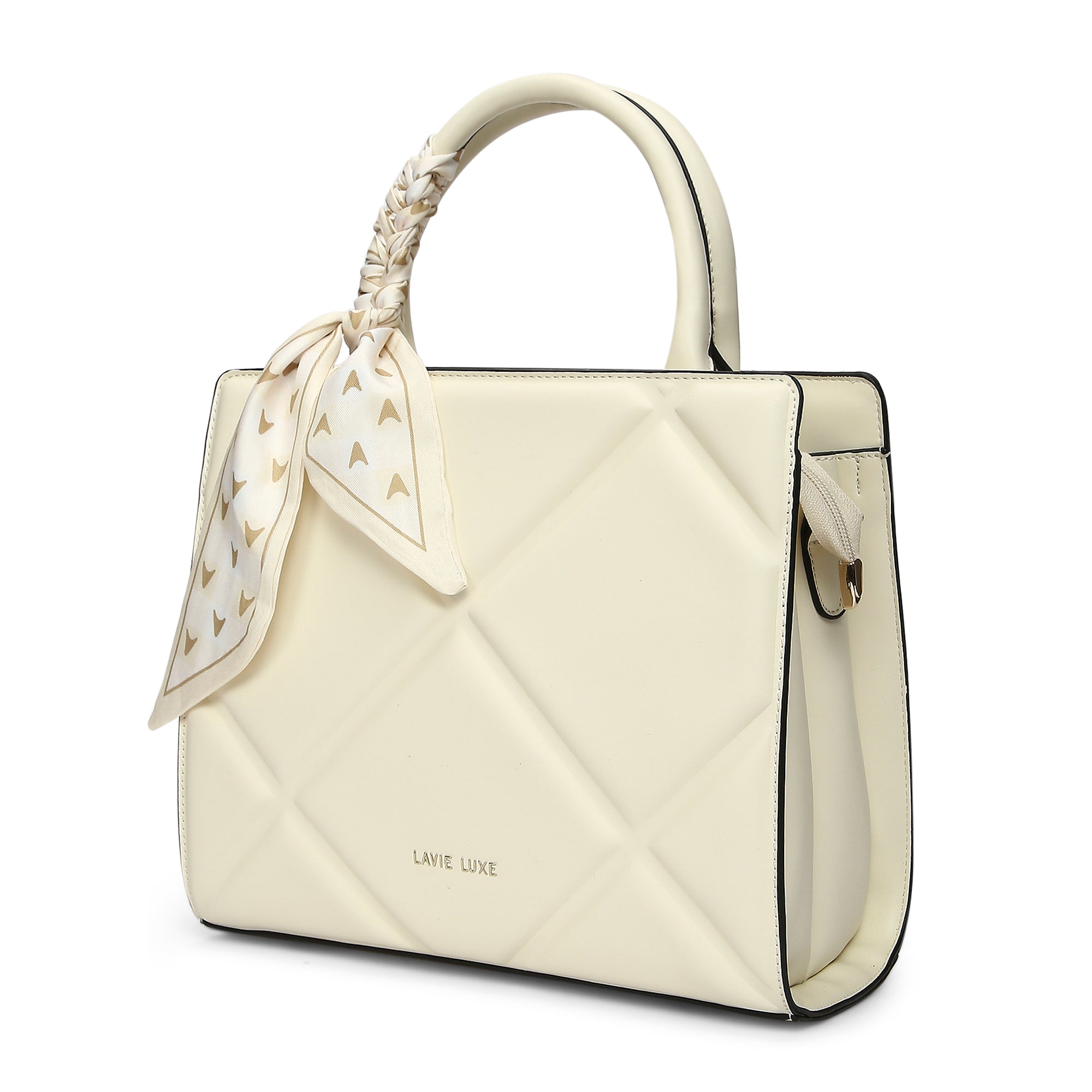 Lavie Luxe Quare Off White Medium Women's Satchel