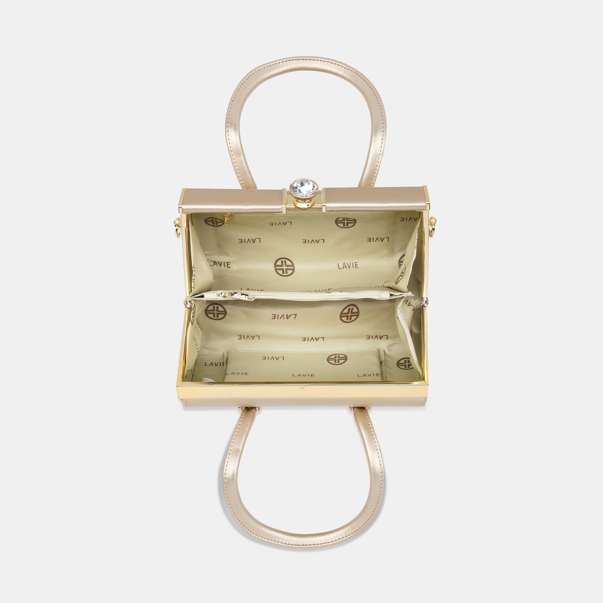 Lavie Luxe Dazzle Rose Gold Medium Women's Framed Bag