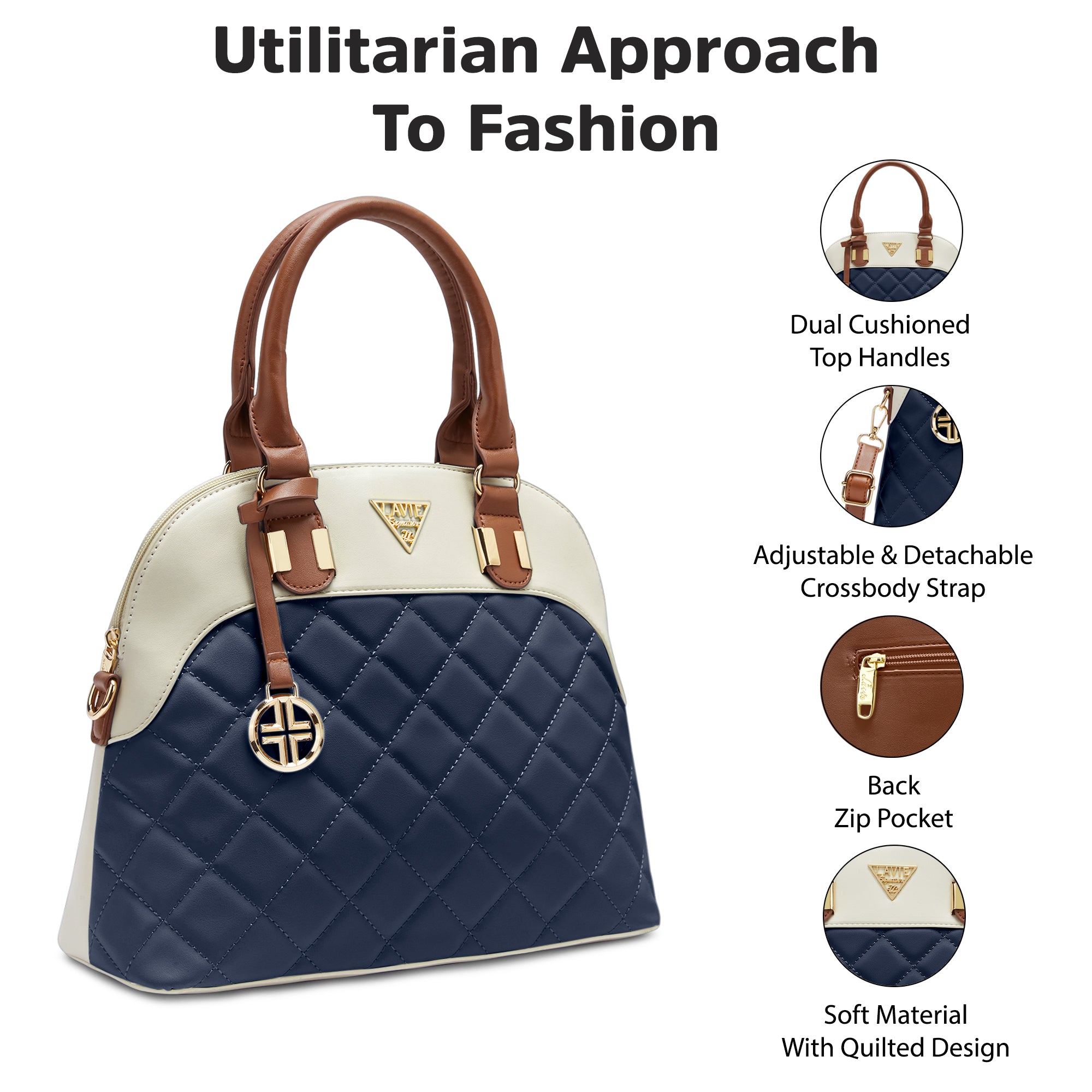 Lavie Signature Texas Medium Navy Womens Satchel