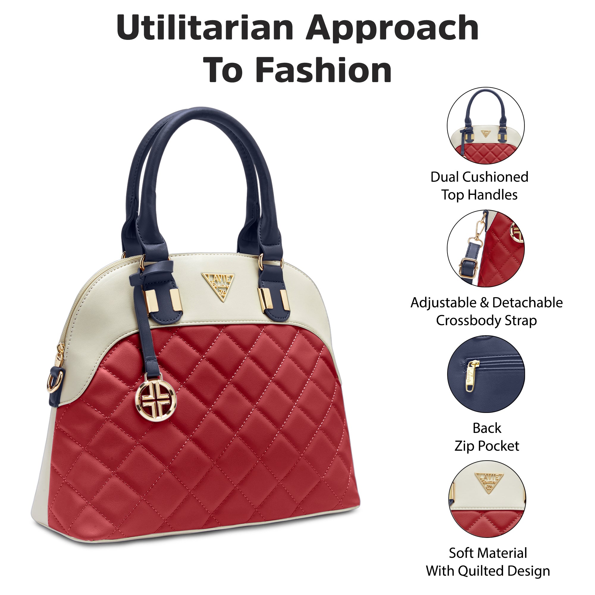 Lavie Signature Texas Medium Red Womens Satchel