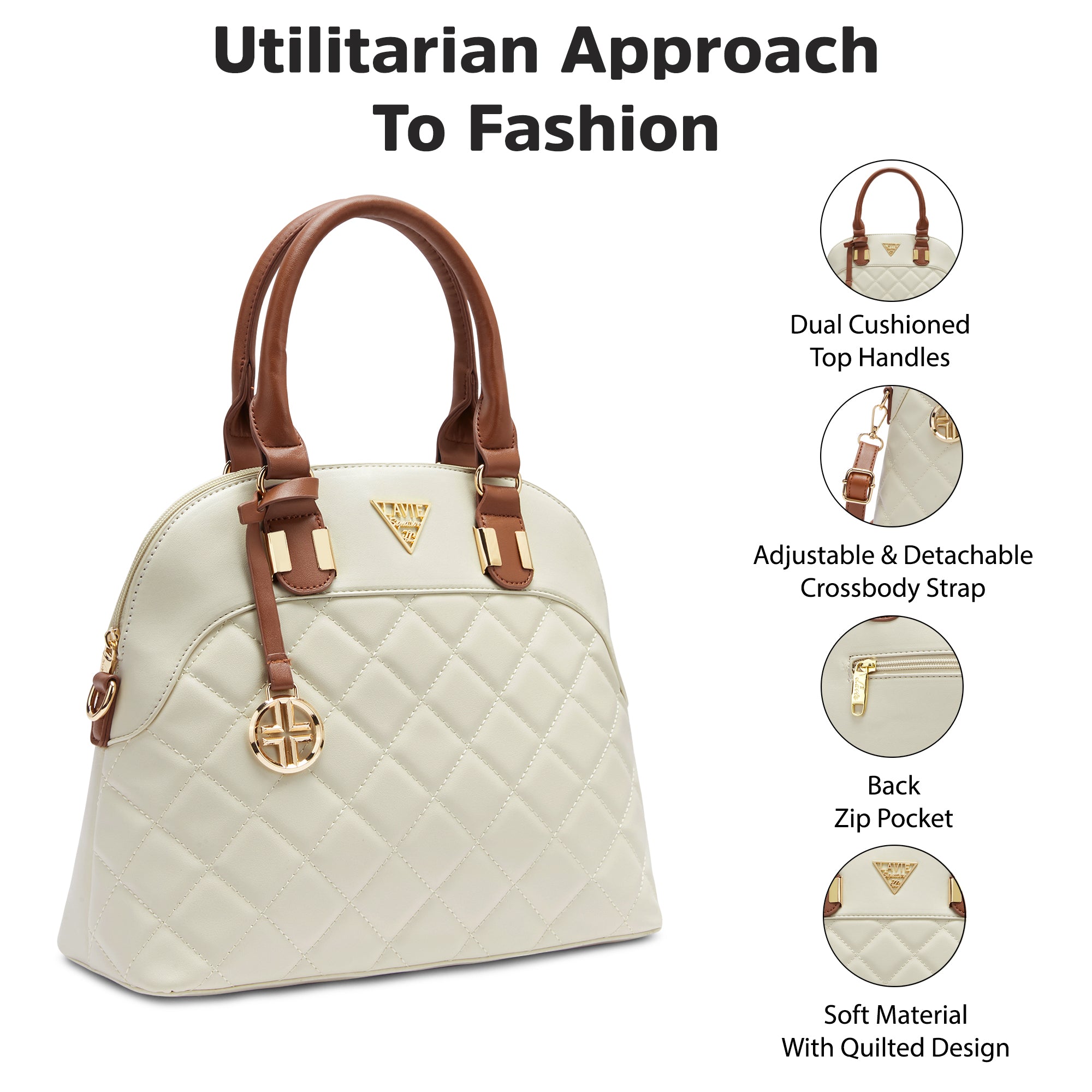 Lavie Signature Texas Medium Off White Womens Satchel