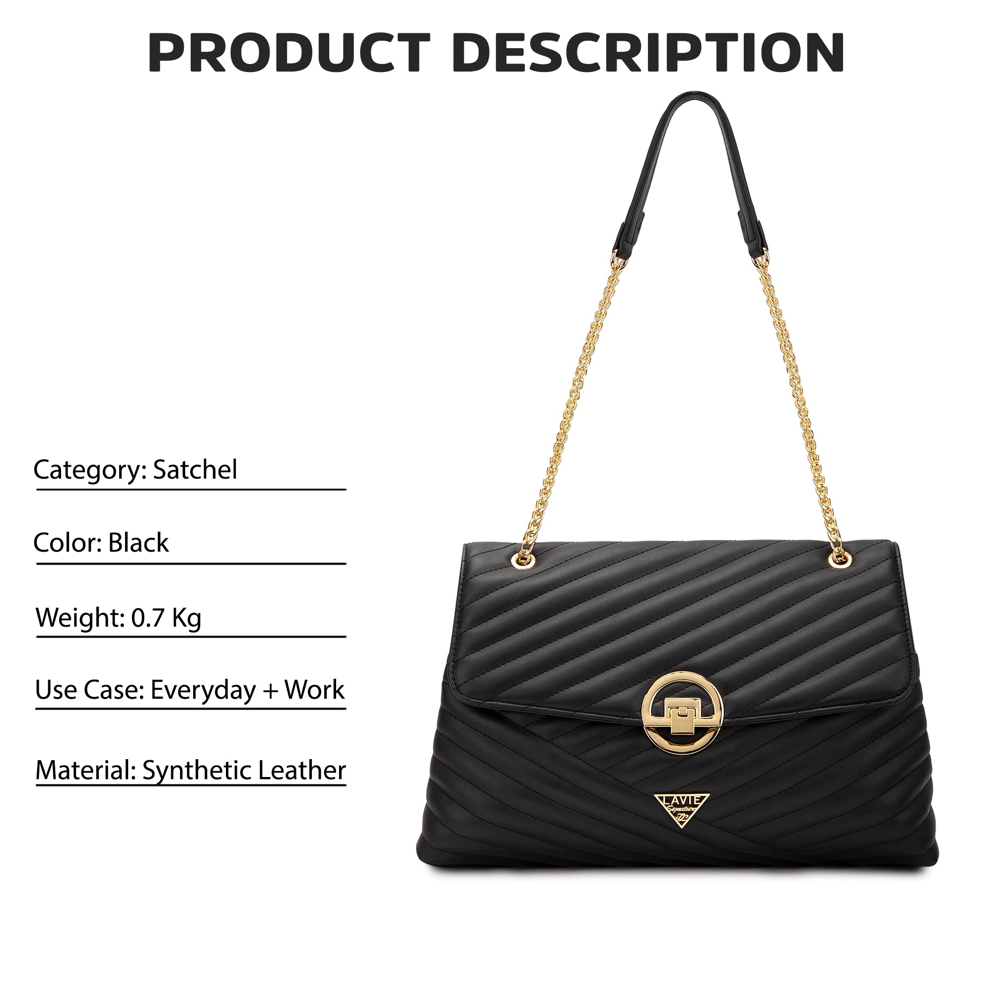 Lavie Signature Denver Large Womens Quilted Flap Satchel