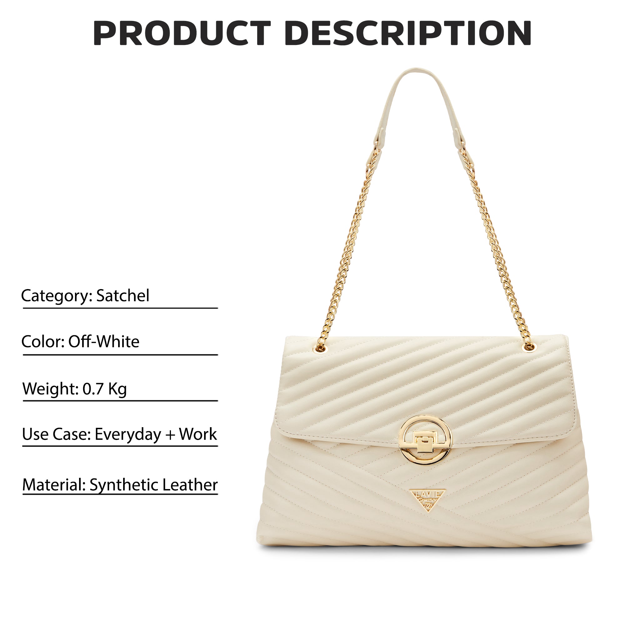 Lavie Signature Denver Large Womens Quilted Flap Satchel