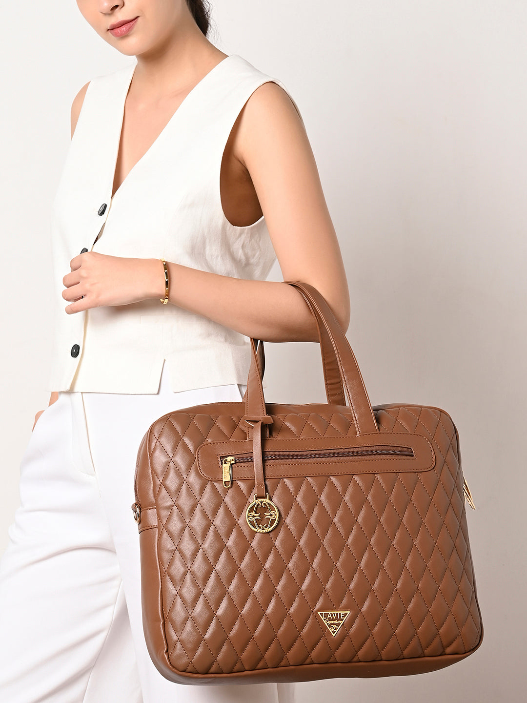 Lavie Signature Arizona Large Off White Womens Laptop Bag