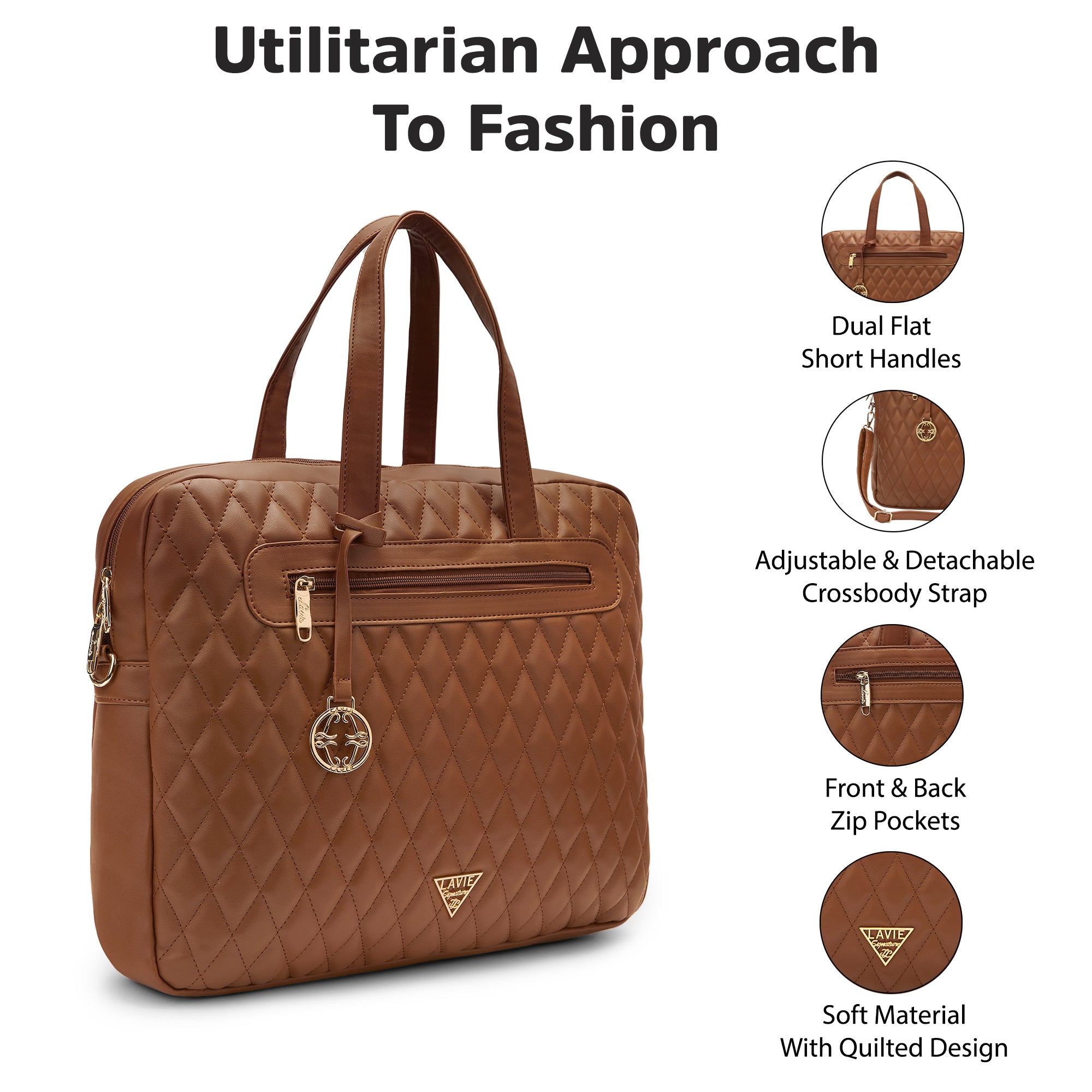 Lavie Signature Arizona Large Tan Womens Laptop Bag