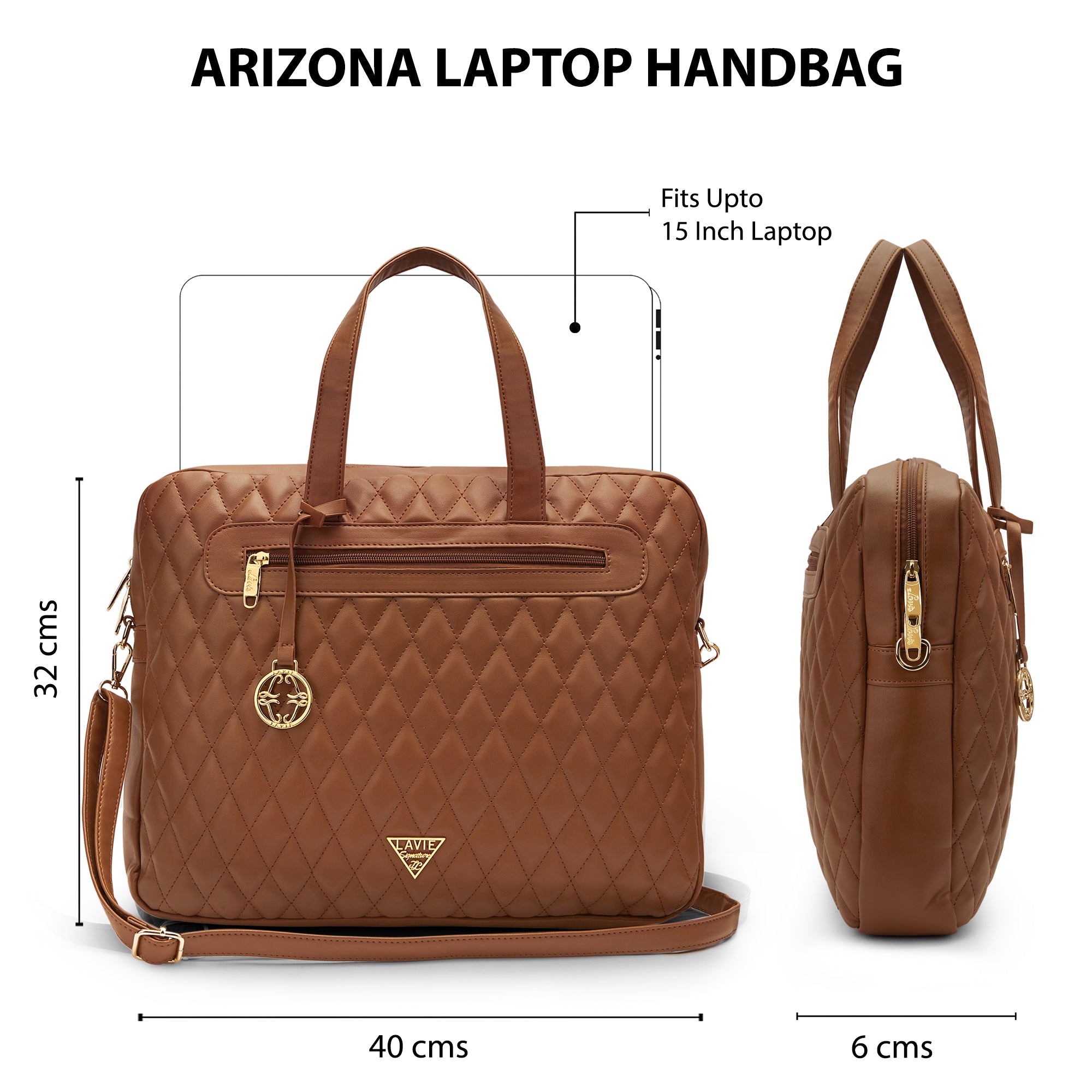 Lavie Signature Arizona Large Tan Womens Laptop Bag