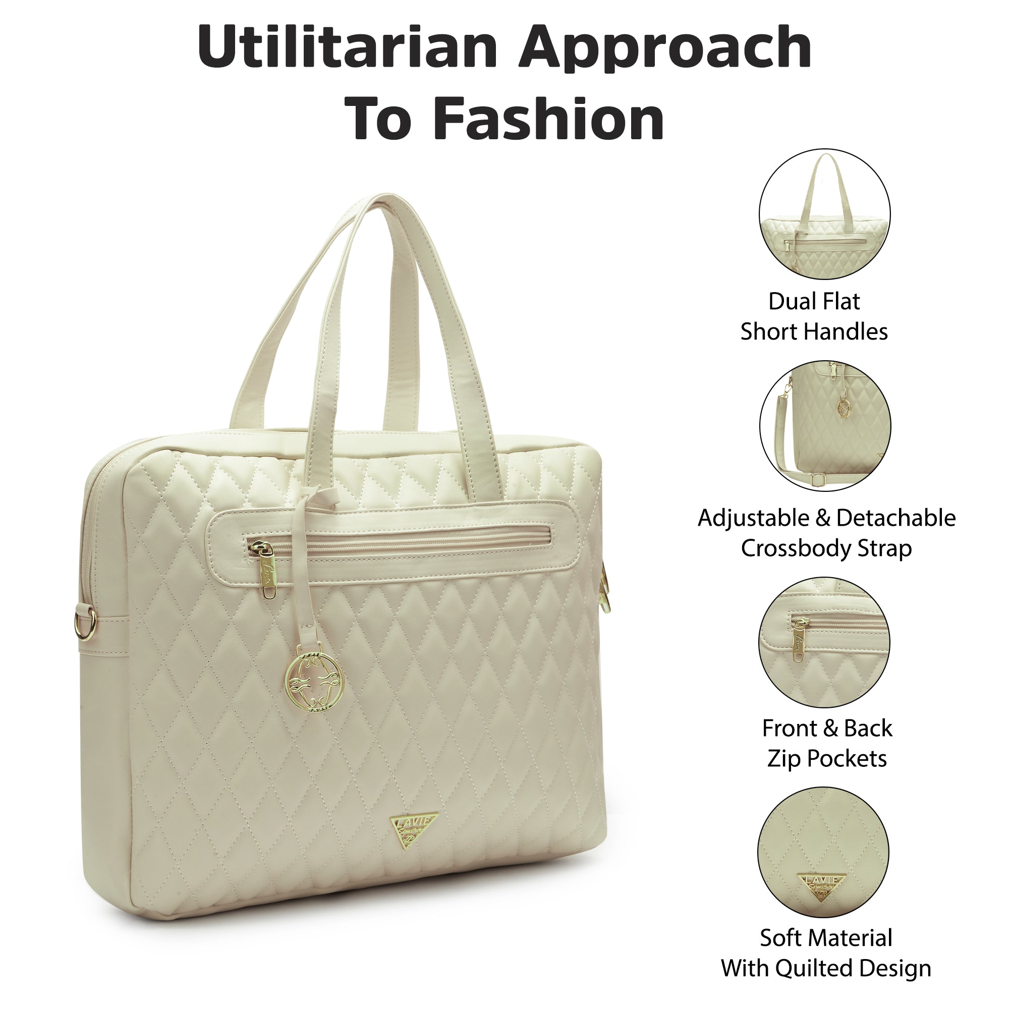 Lavie Signature Arizona Large Off White Womens Laptop Bag