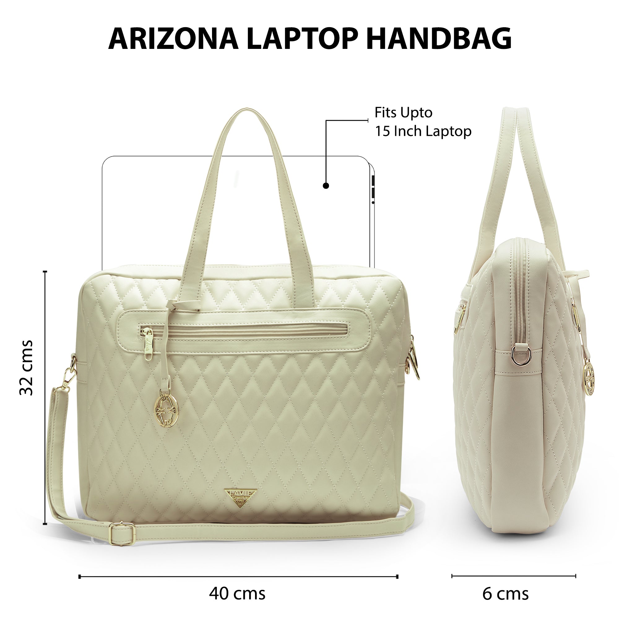 Lavie Signature Arizona Large Off White Womens Laptop Bag
