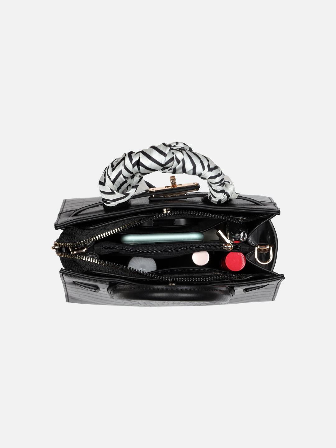 Strap 3 Compartment Small Satchel Bag