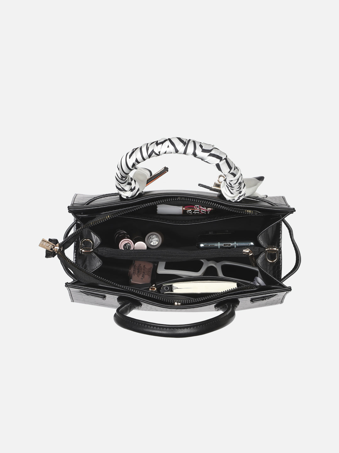 Strap 3 Compartment Medium Satchel Bag